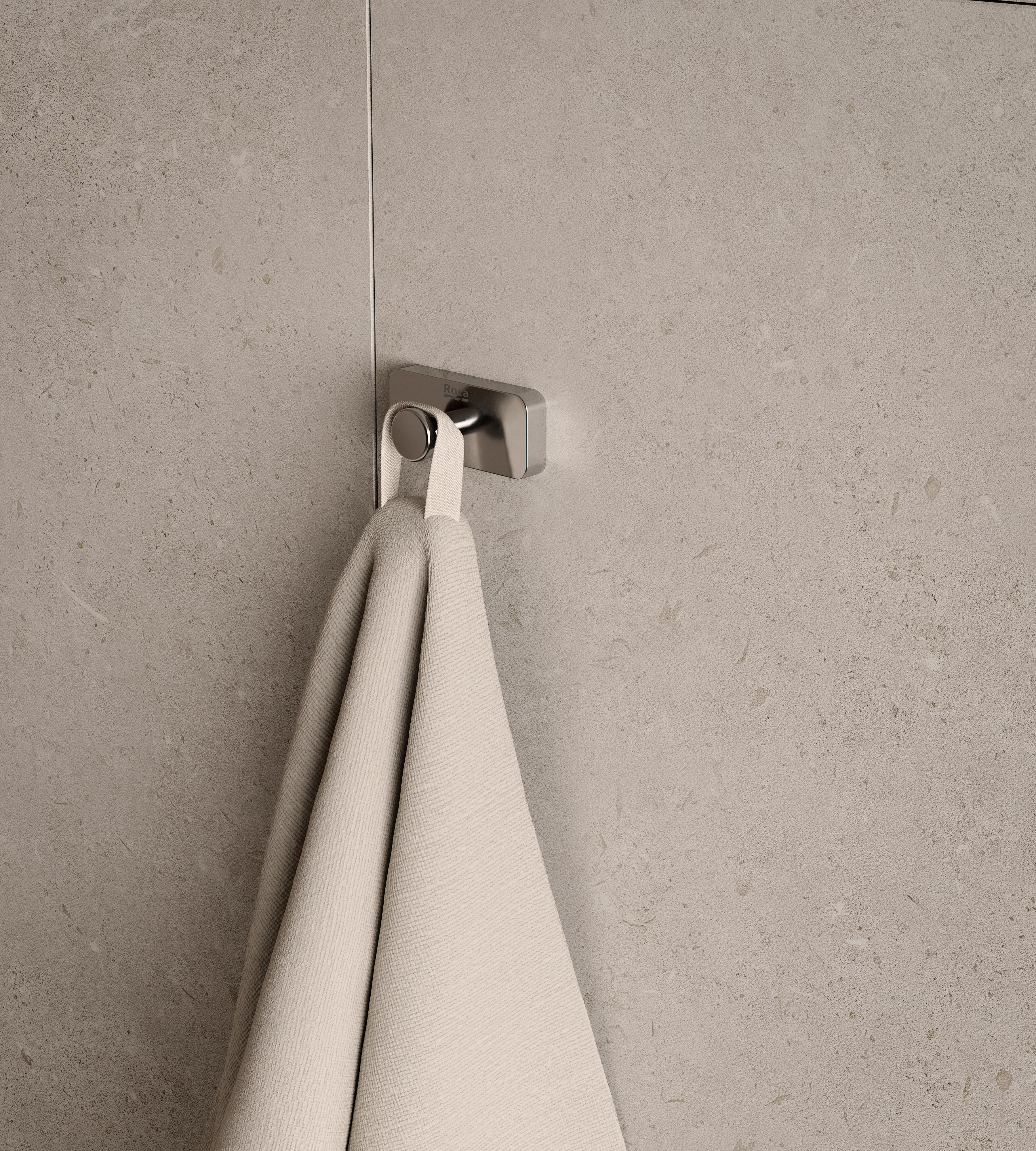 Percha/perchero Legacy acero inoxidable gris  con 1 gancho - 3