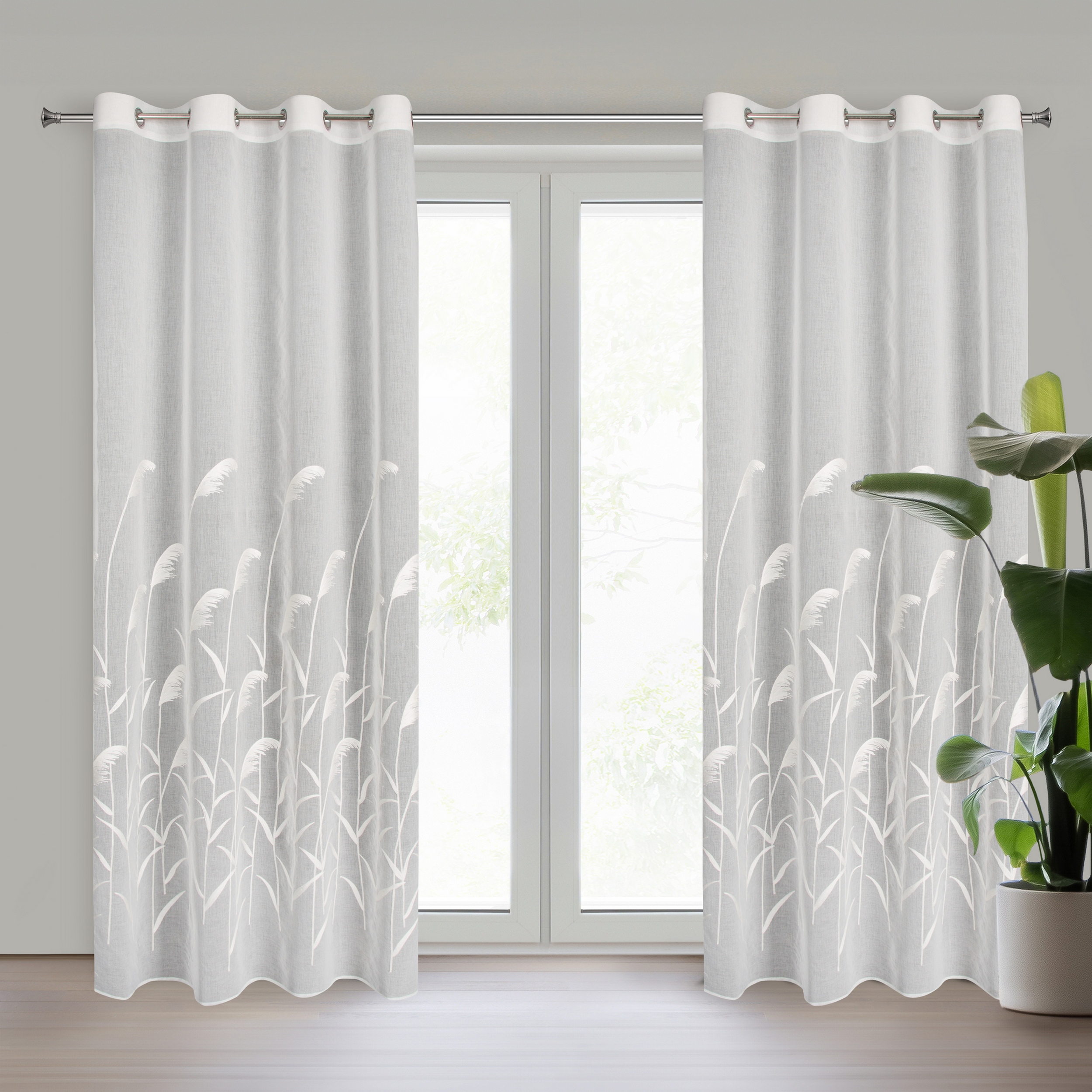 Firana na przelotkach Abbie 140 x 250 cm kremowa - 2