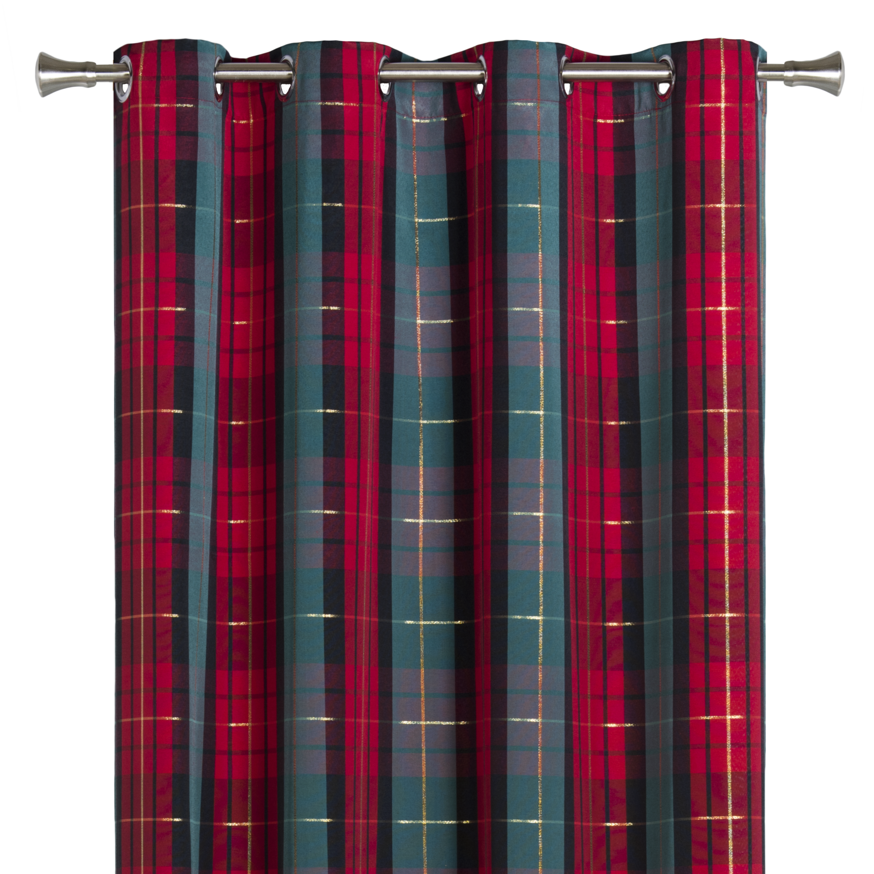 Zasłona świateczna Tartan Krata czerwono-zielona na przelotkach 140 x 260 cm - 3