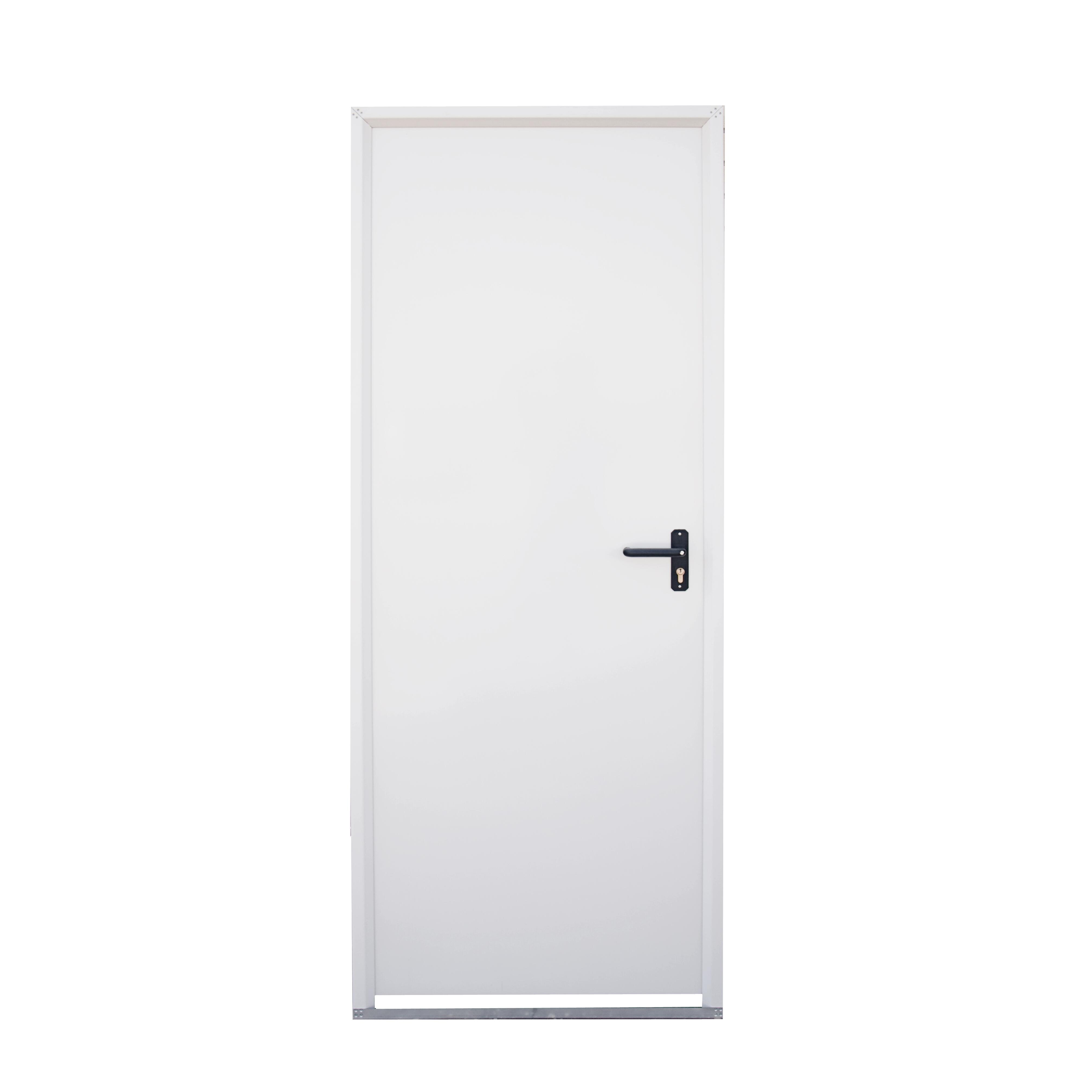 Puerta de trastero liso blanco con llave 1 punto de seguridad apertura izquierda 200x80cm - 3