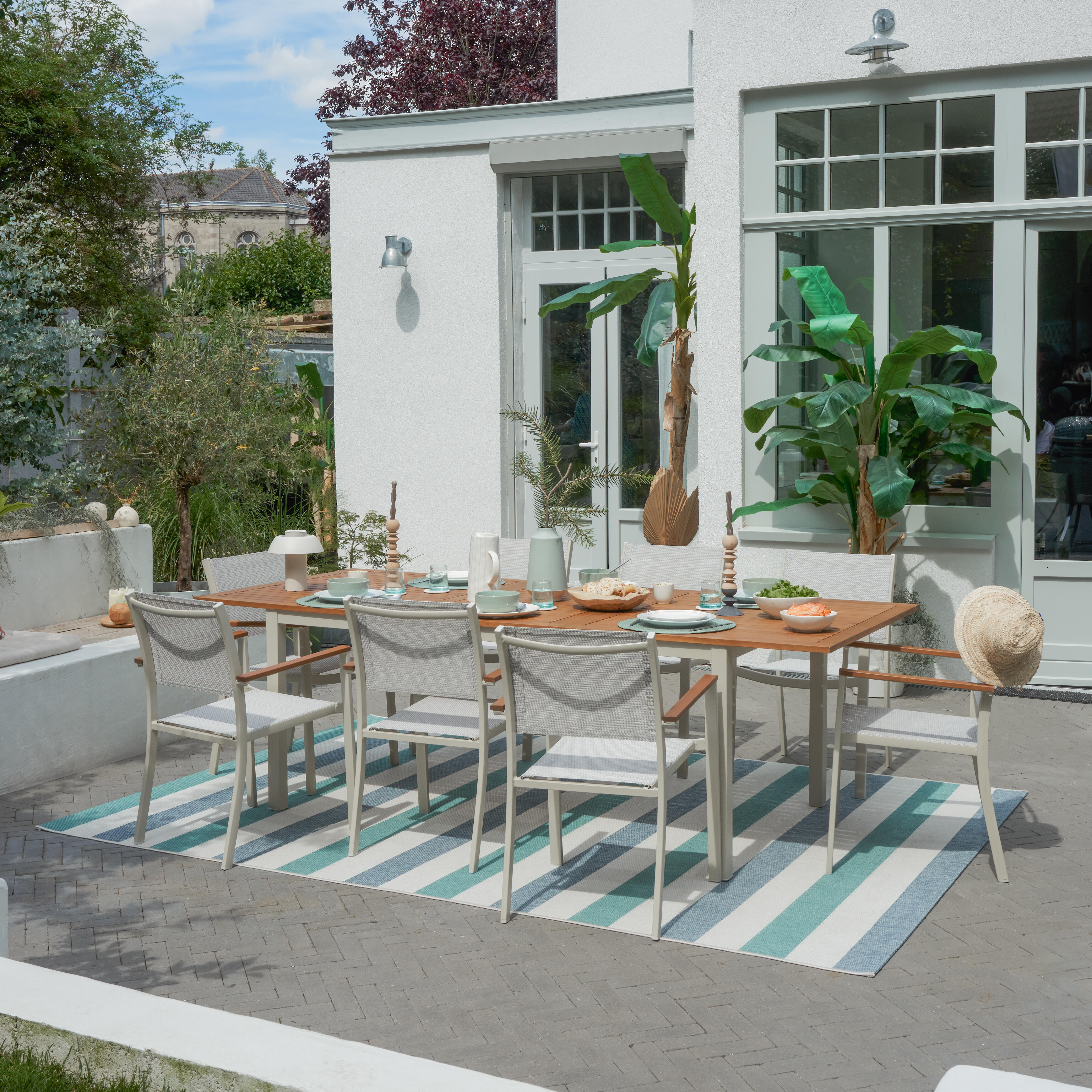 Mesa extensível madeira eucalipto e alumínio 180/240X99 cm creme Naterial Oris - 12