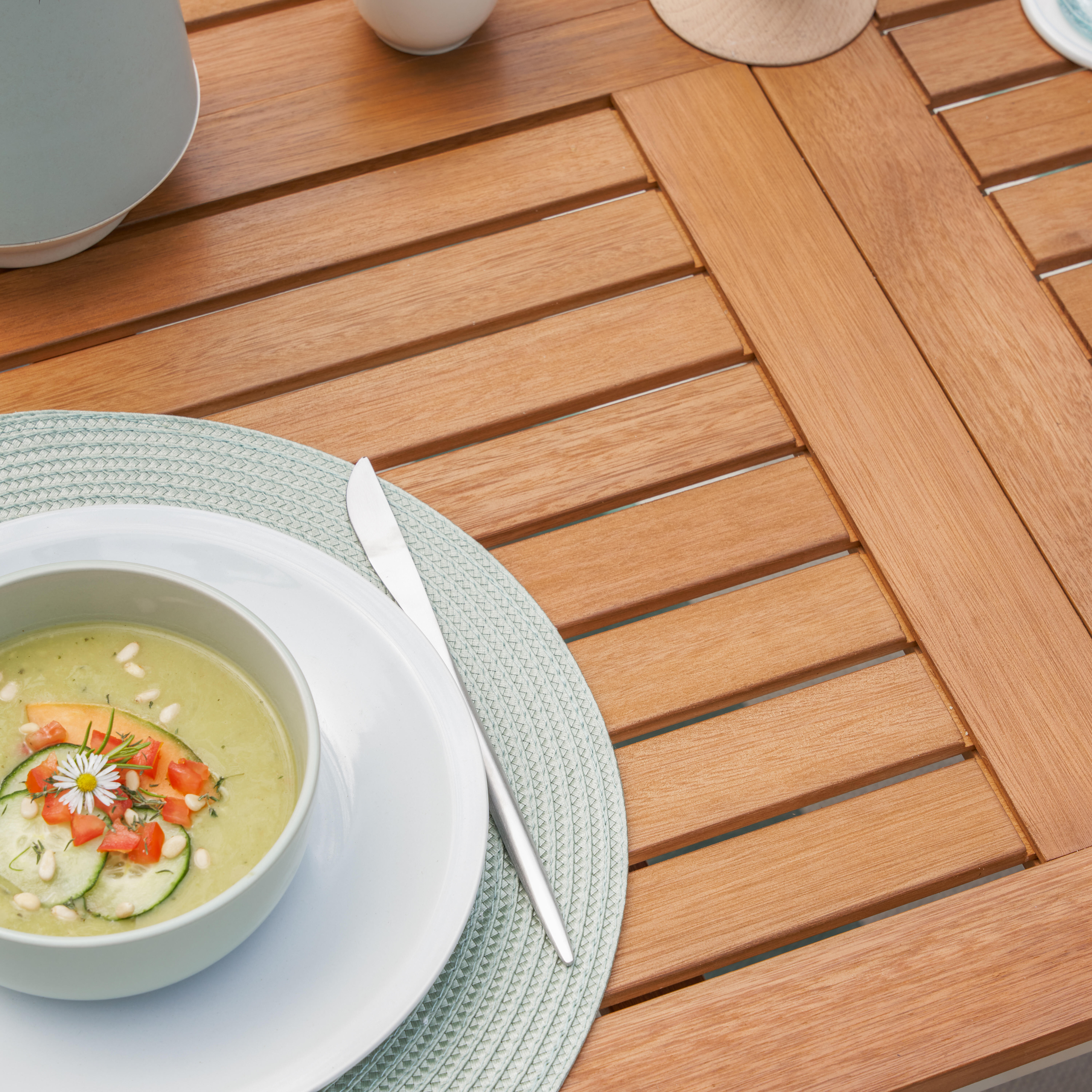 Mesa extensível madeira eucalipto e alumínio 180/240X99 cm creme Naterial Oris - 19