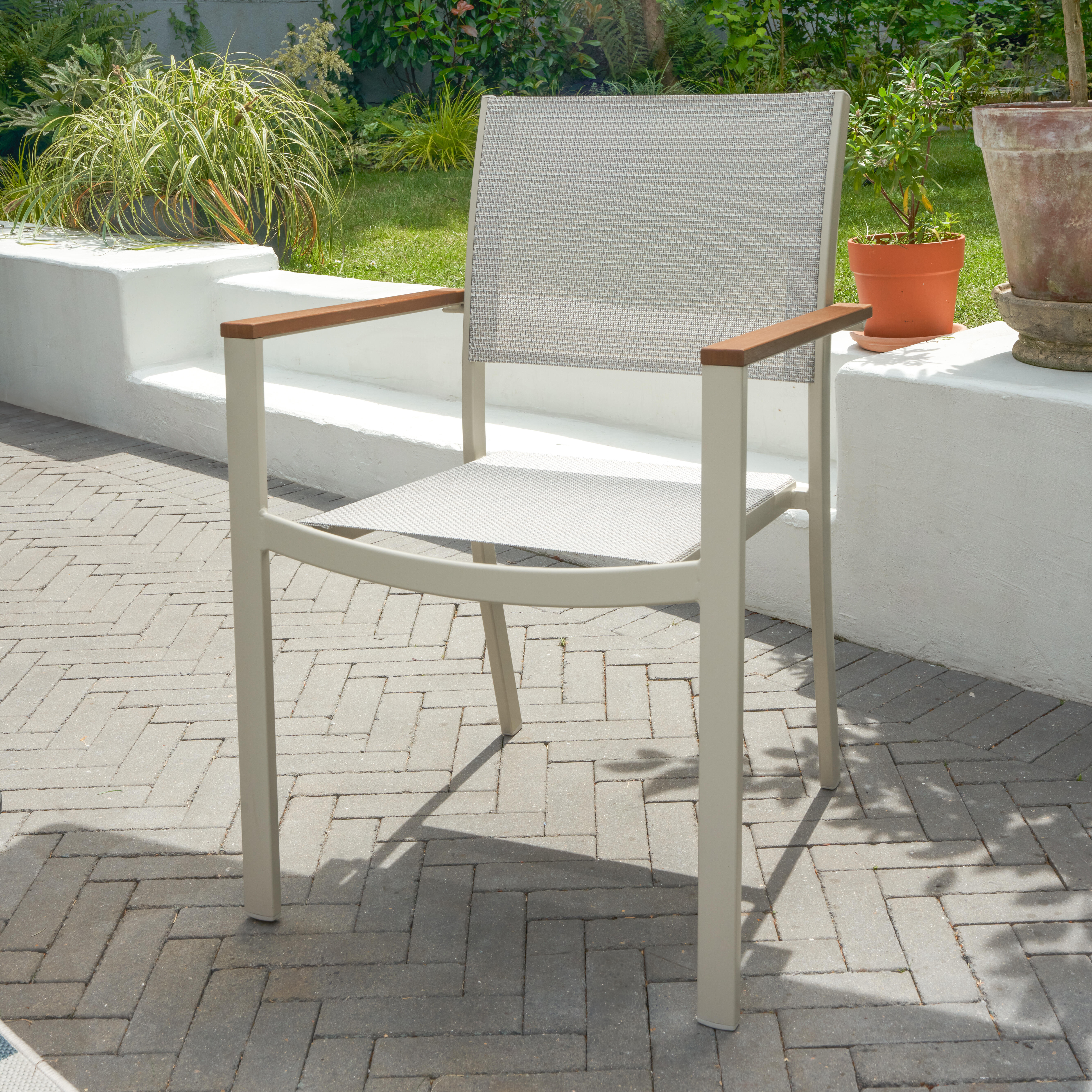 Sillón de jardín sin cojín de aluminio Oris beige - 5