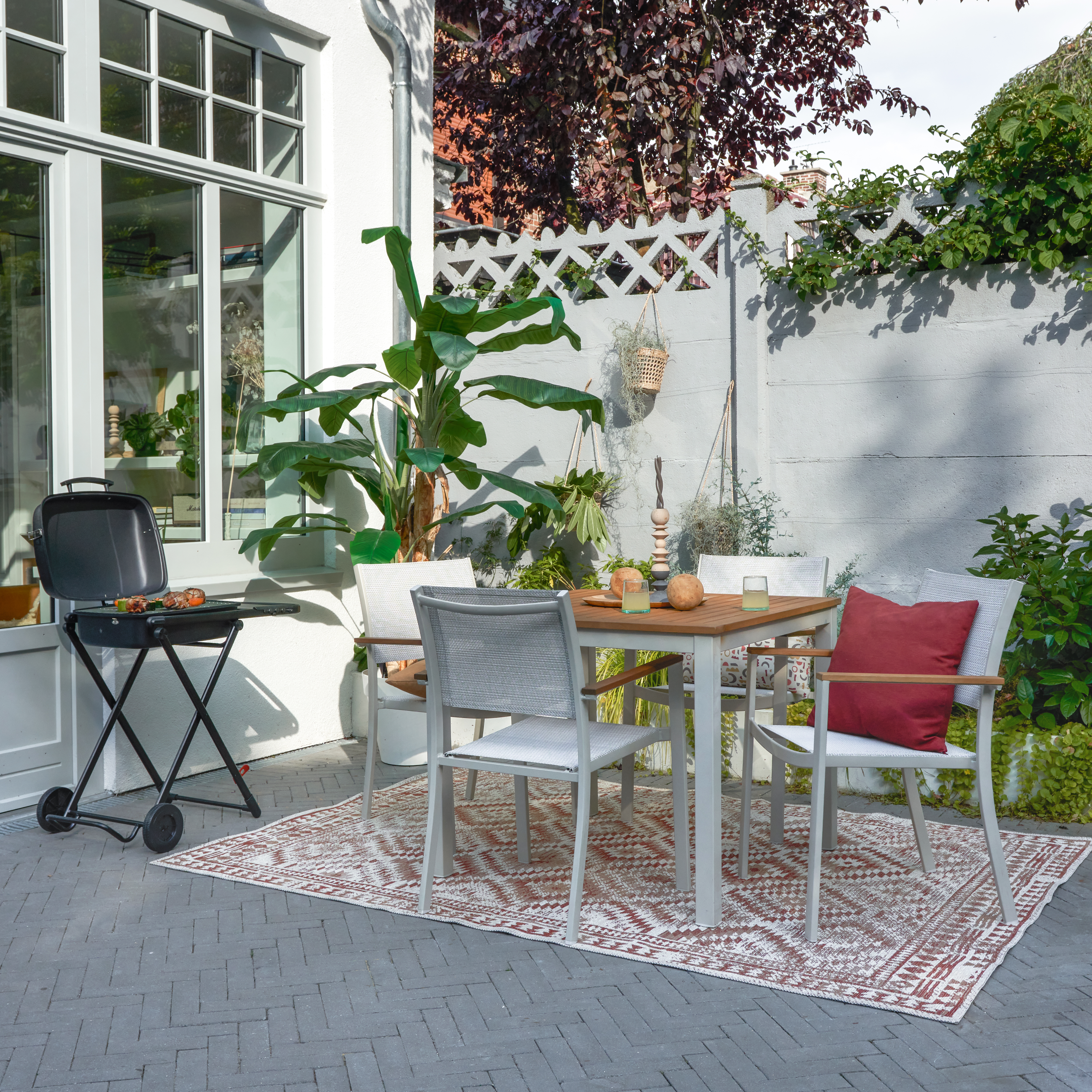 Mesa de jardín de comedor de aluminio Oris multicolor de 89.3x74.6x89.3 cm - 0