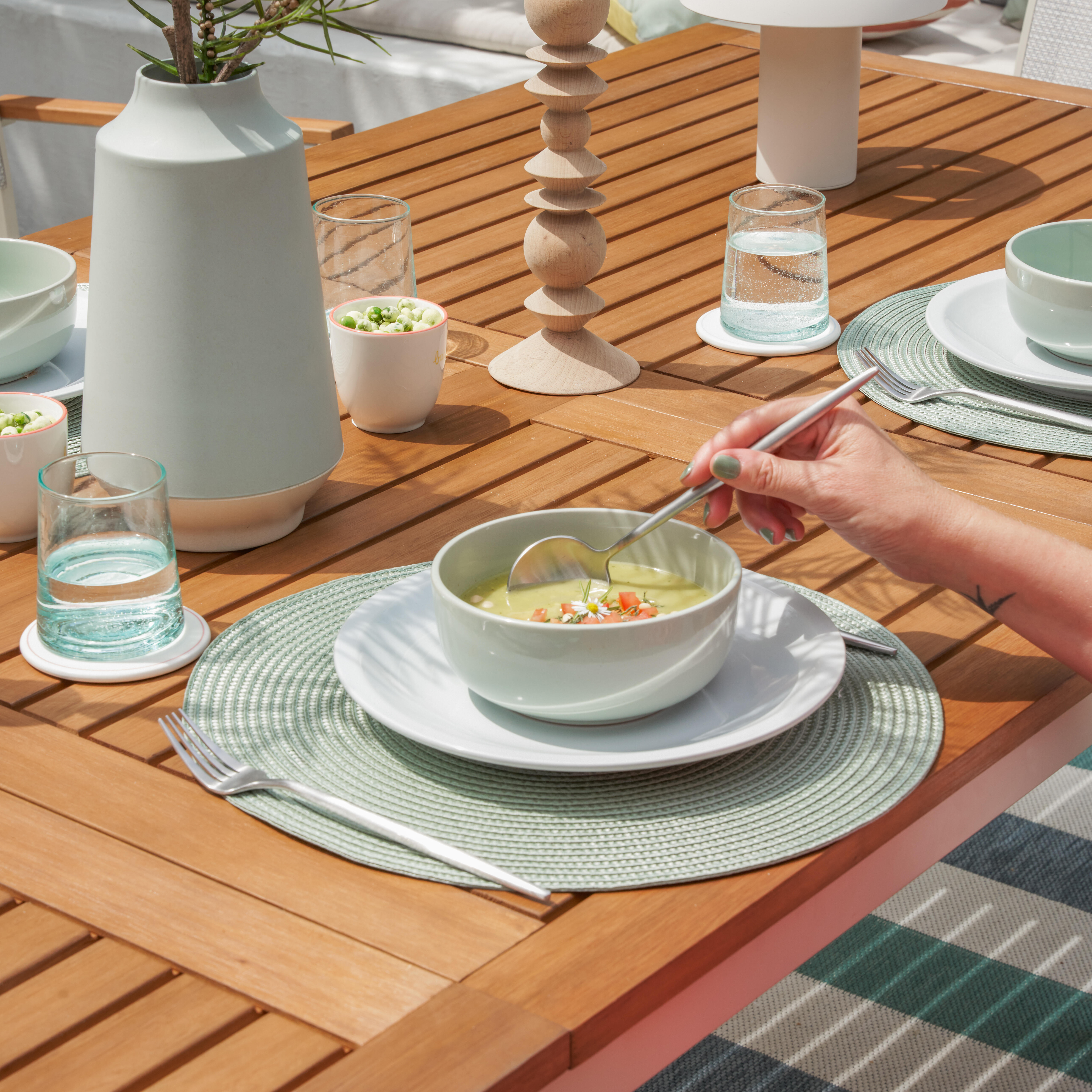 Mesa extensível madeira eucalipto e alumínio 180/240X99 cm creme Naterial Oris - 18