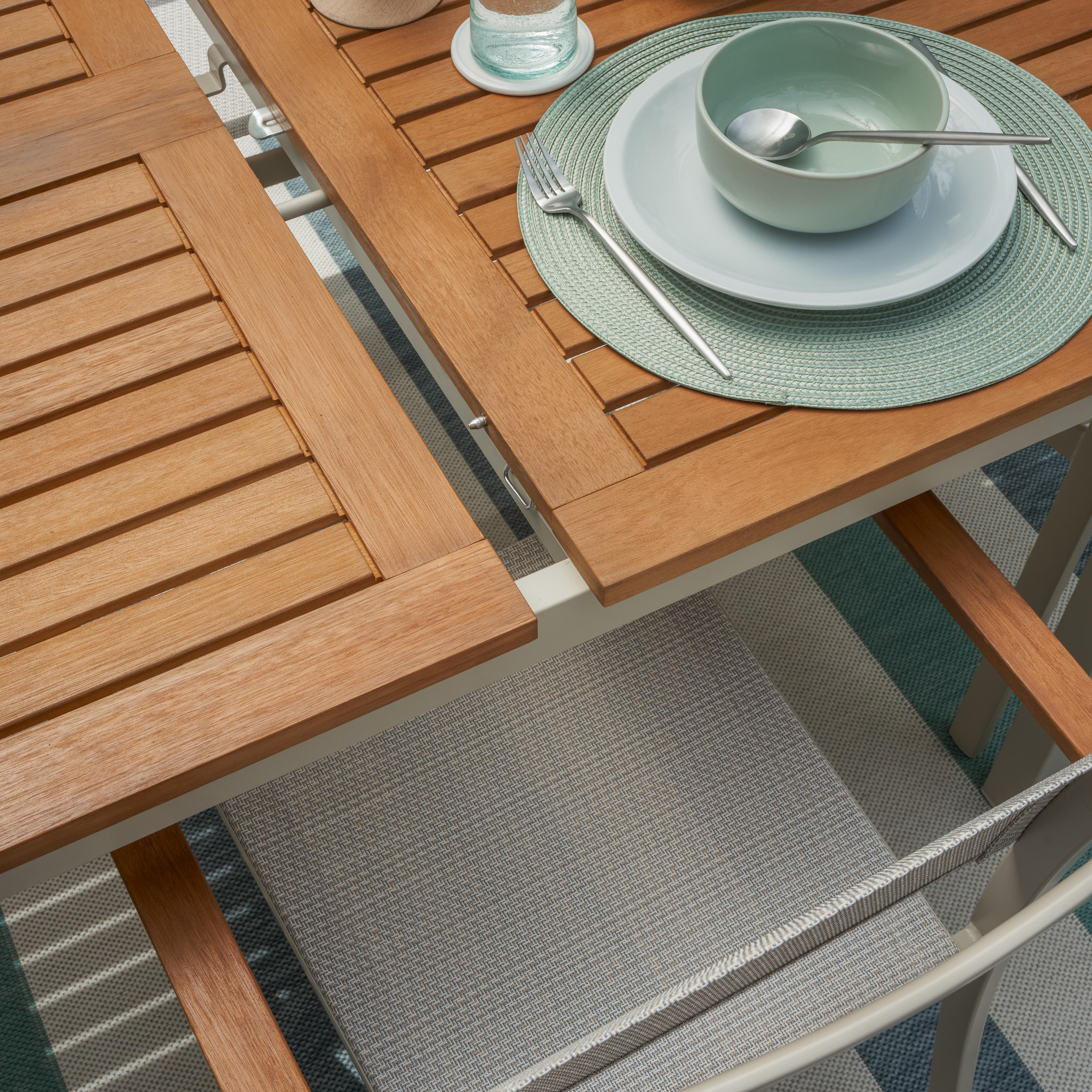 Mesa extensível madeira eucalipto e alumínio 180/240X99 cm creme Naterial Oris - 16