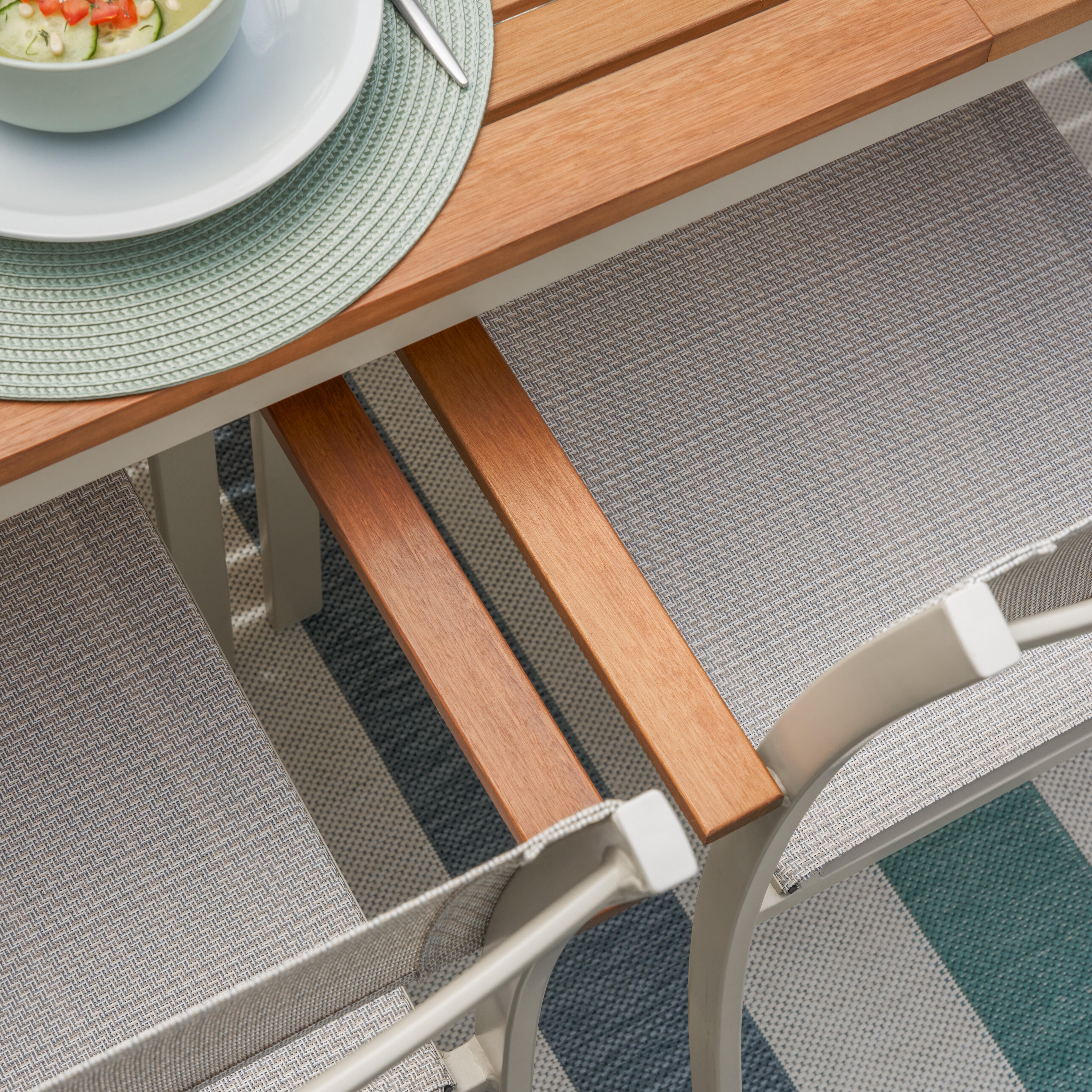 Mesa extensível madeira eucalipto e alumínio 180/240X99 cm creme Naterial Oris - 14