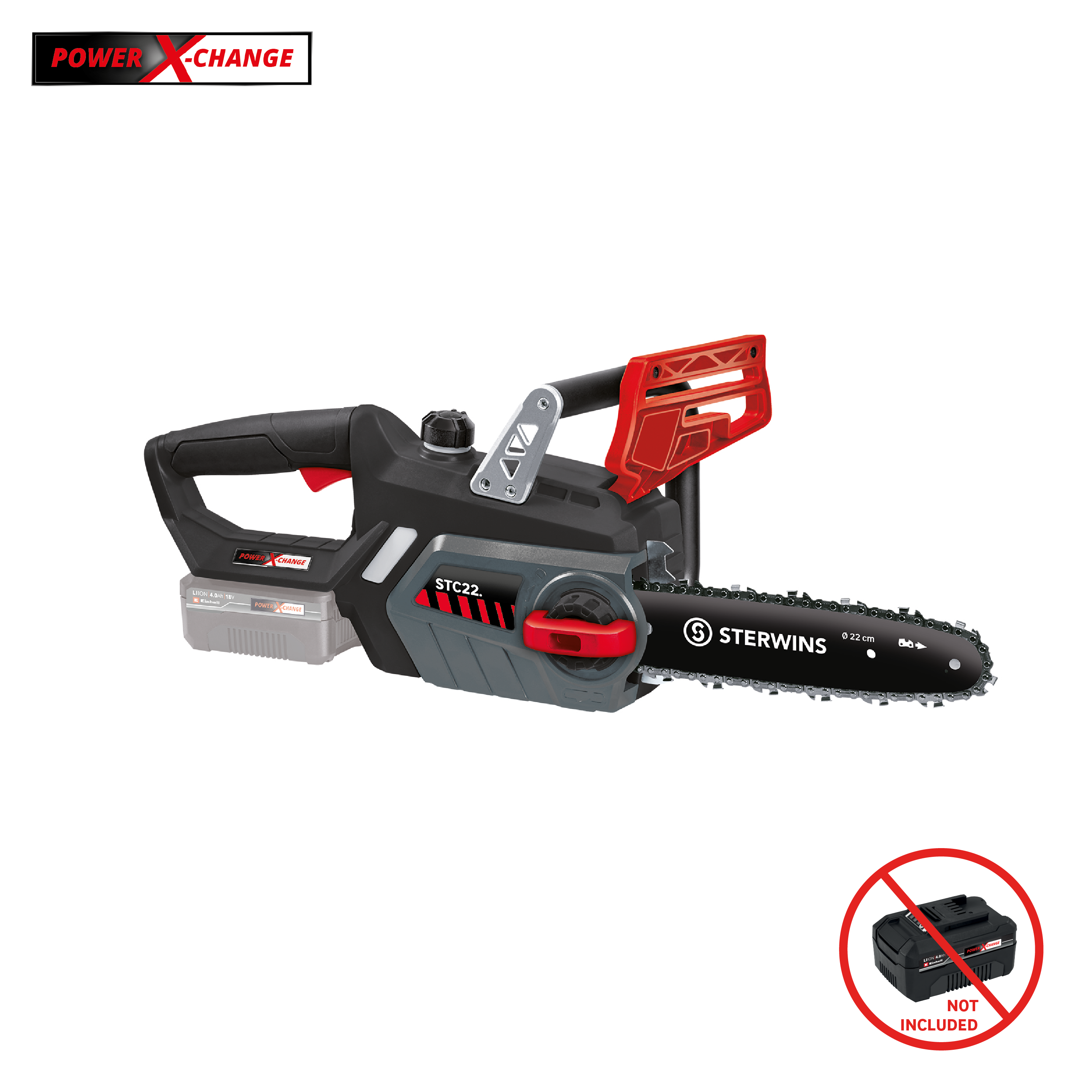 Motosierra a batería sterwins 18v cs2-22.1 li-solo 18v ah 30 cm longitud espada