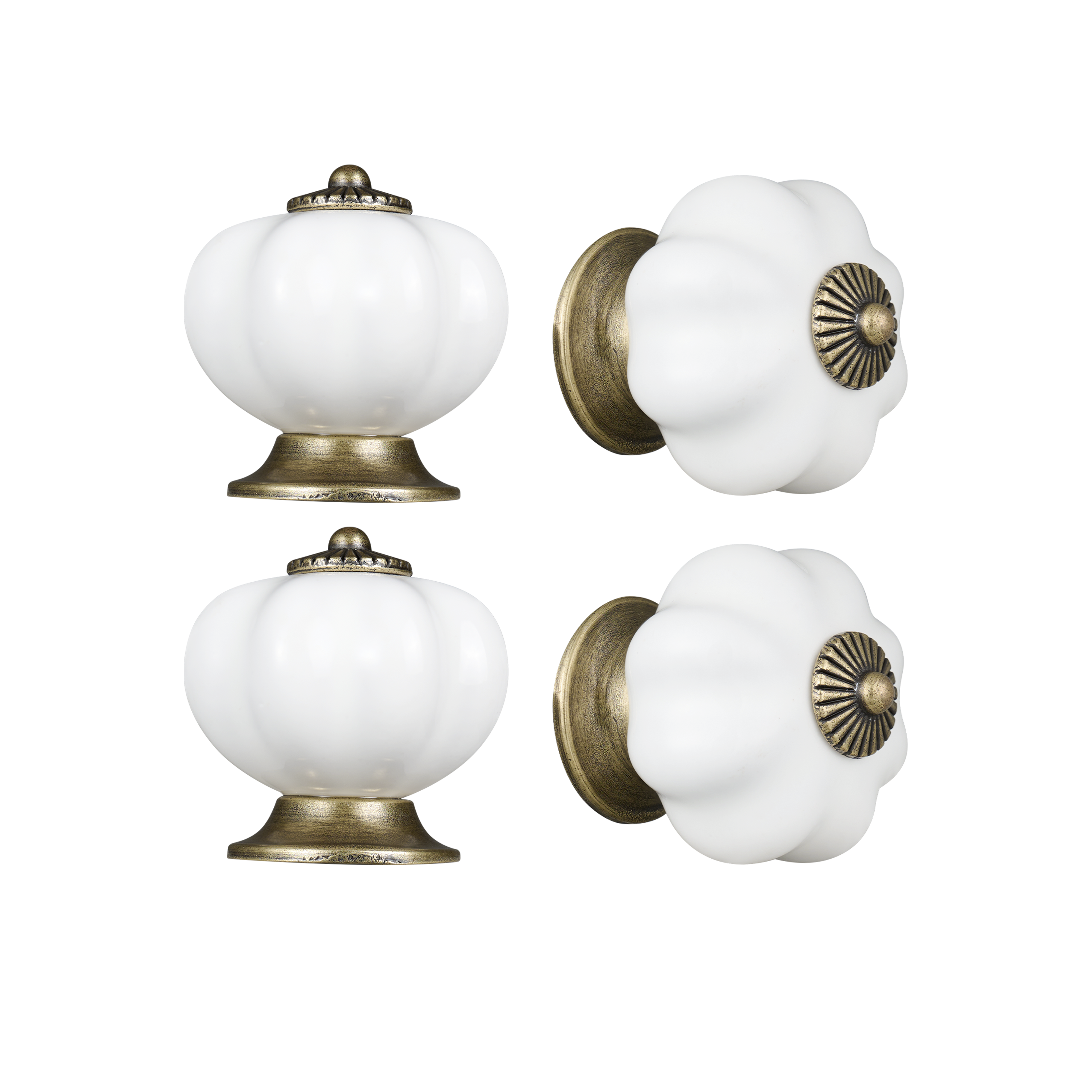 Gałka meblowa Lenny 41 mm biała porcelana postarzana 4 sztuki Inspire