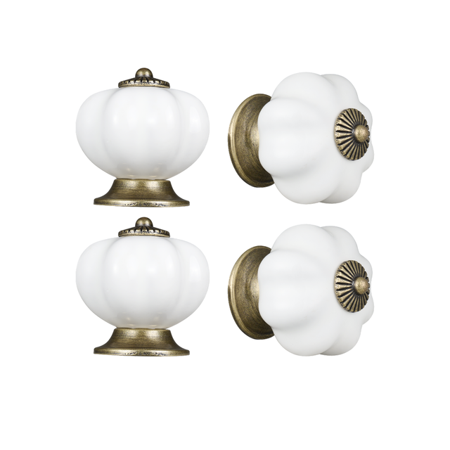 Gałka meblowa Lenny 41 mm biała porcelana postarzana 4 sztuki Inspire