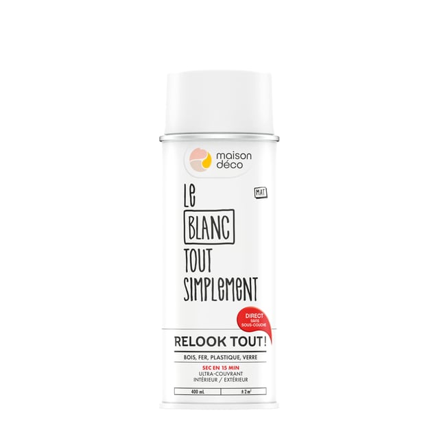 Bombe de peinture Relook tout MAISON DECO blanc mat 400 ml