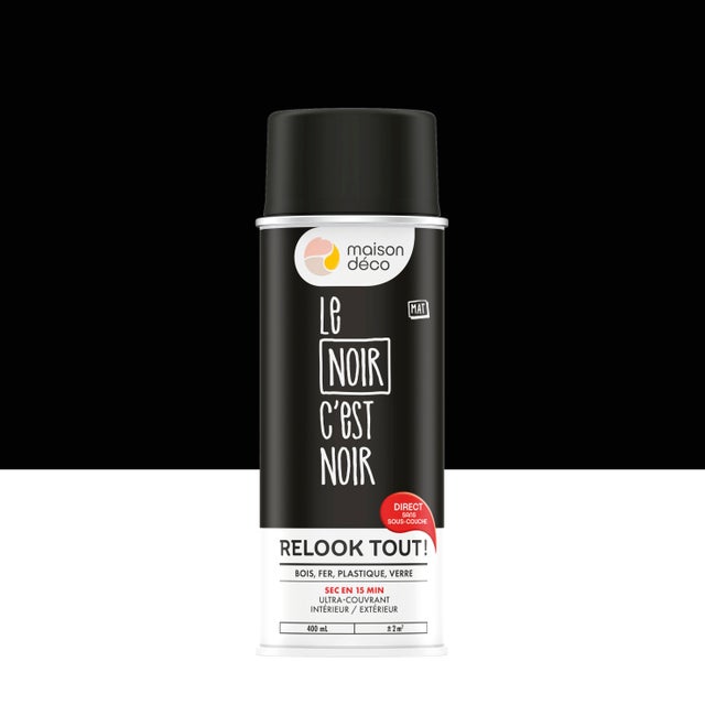 Bombe de peinture Relook tout MAISON DECO noir mat 400 ml