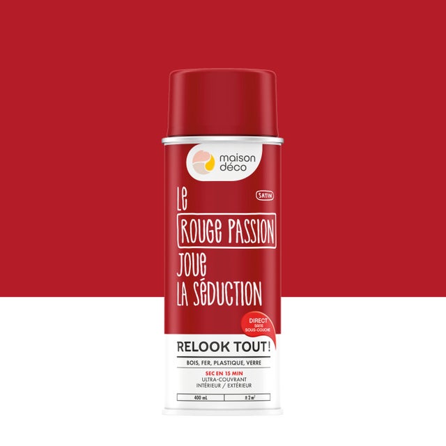 Bombe de peinture Relook tout MAISON DECO rouge passion satiné 400 ml