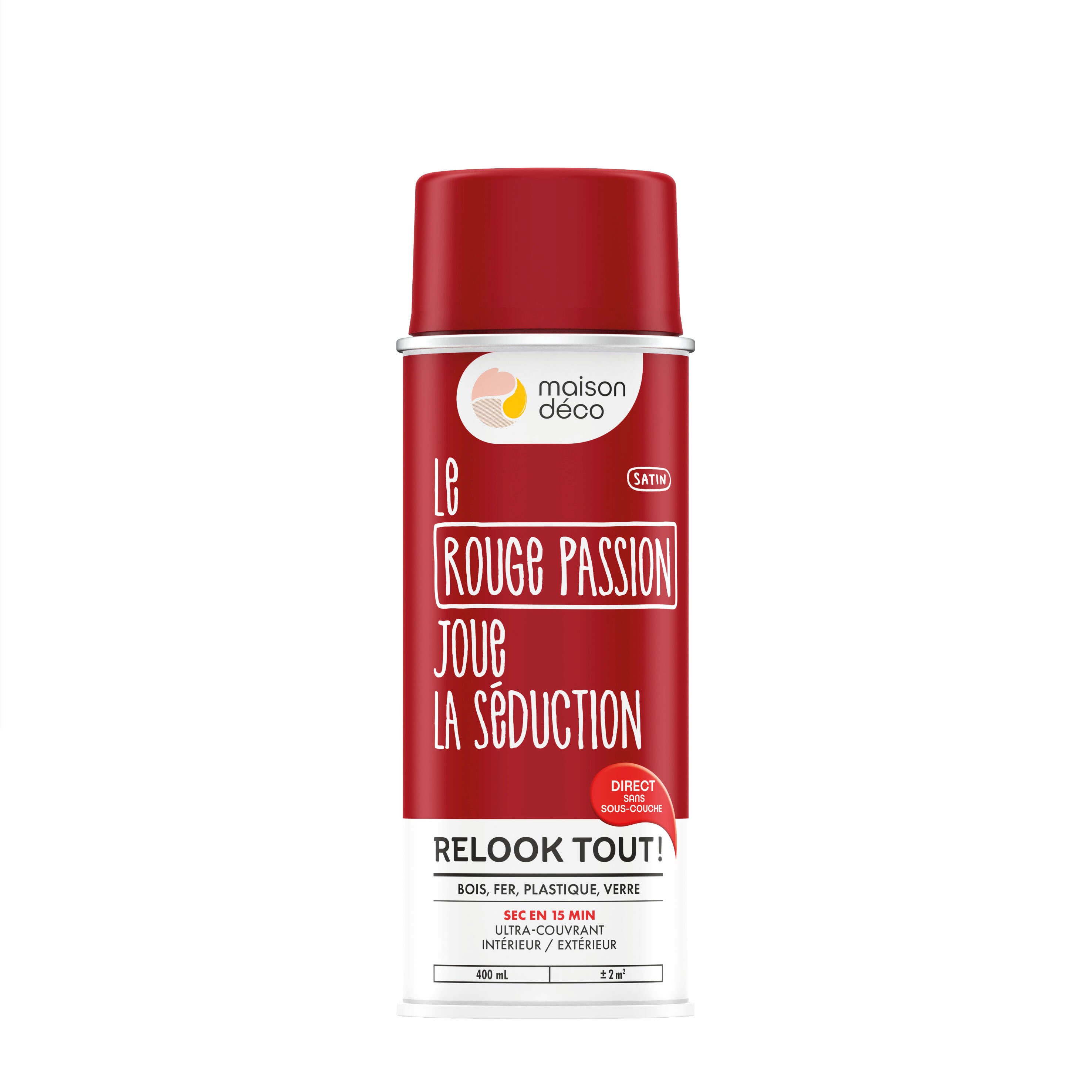 Bombe de peinture Relook tout MAISON DECO rouge passion satiné 400 ml - 8
