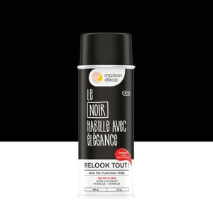 Bombe de peinture Relook tout MAISON DECO noir satiné 400 ml