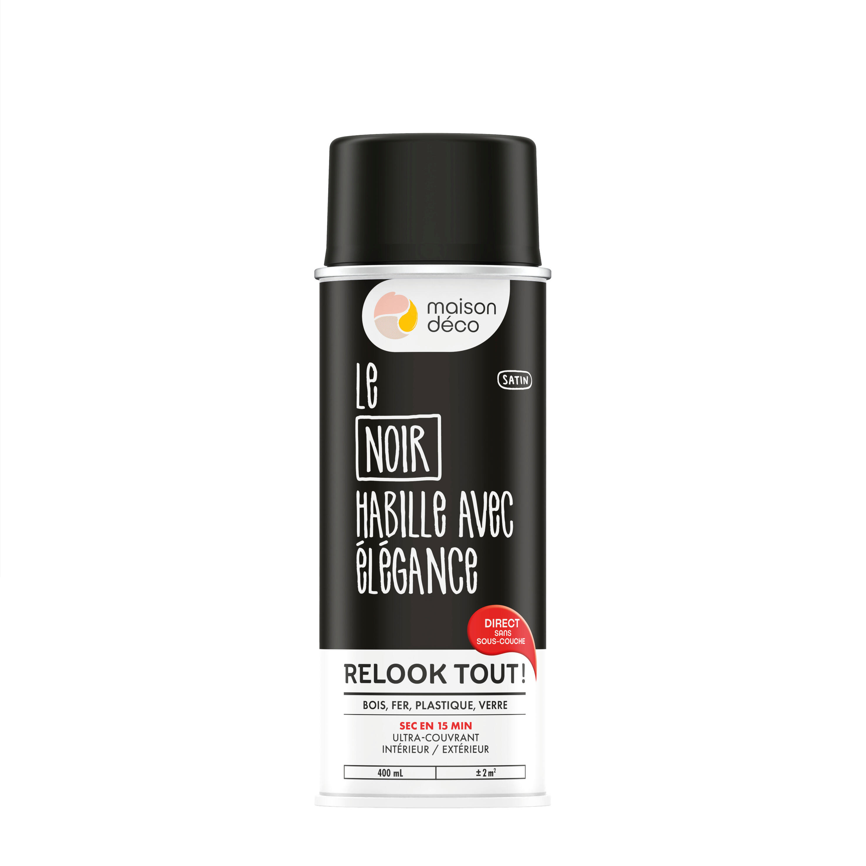 Bombe de peinture Relook tout MAISON DECO noir satiné 400 ml - 7