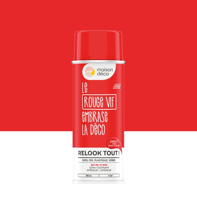 Bombe de peinture Relook tout MAISON DECO rouge vif brillant 400 ml