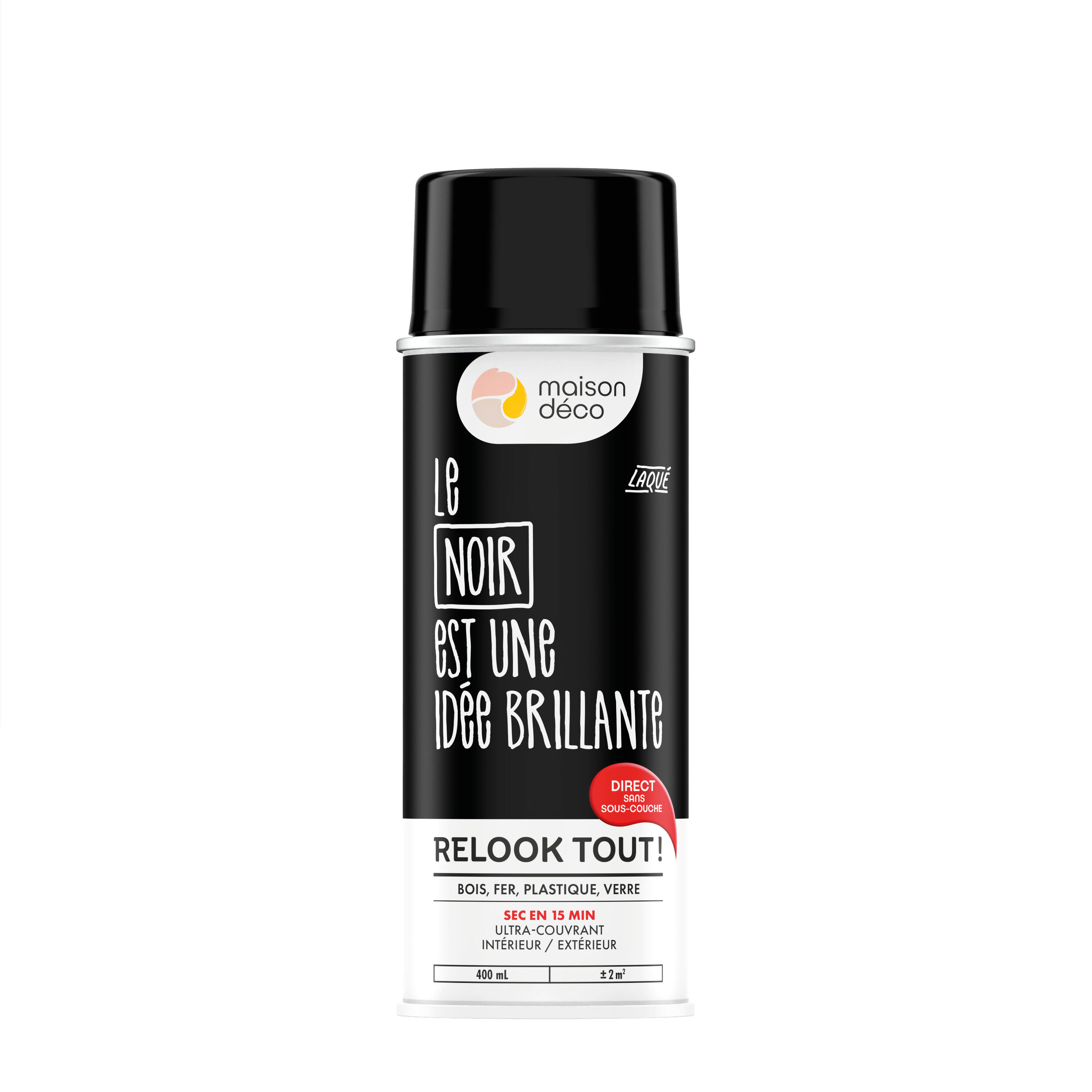 Bombe de peinture Relook tout MAISON DECO noir brillant 400 ml - 7
