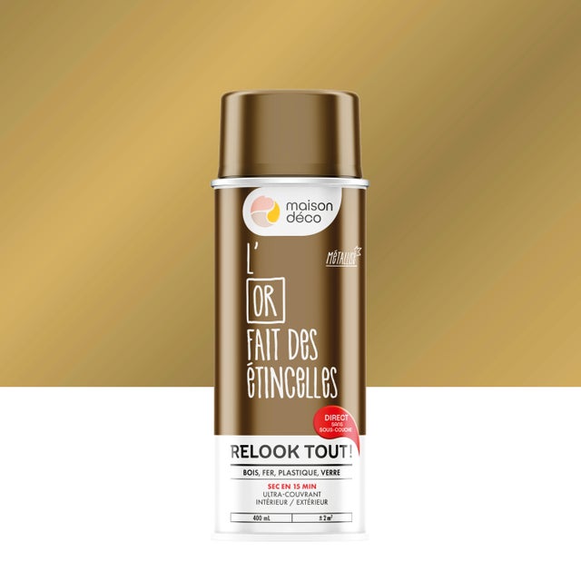 Bombe de peinture Relook tout MAISON DECO or métallisé brillant 400 ml