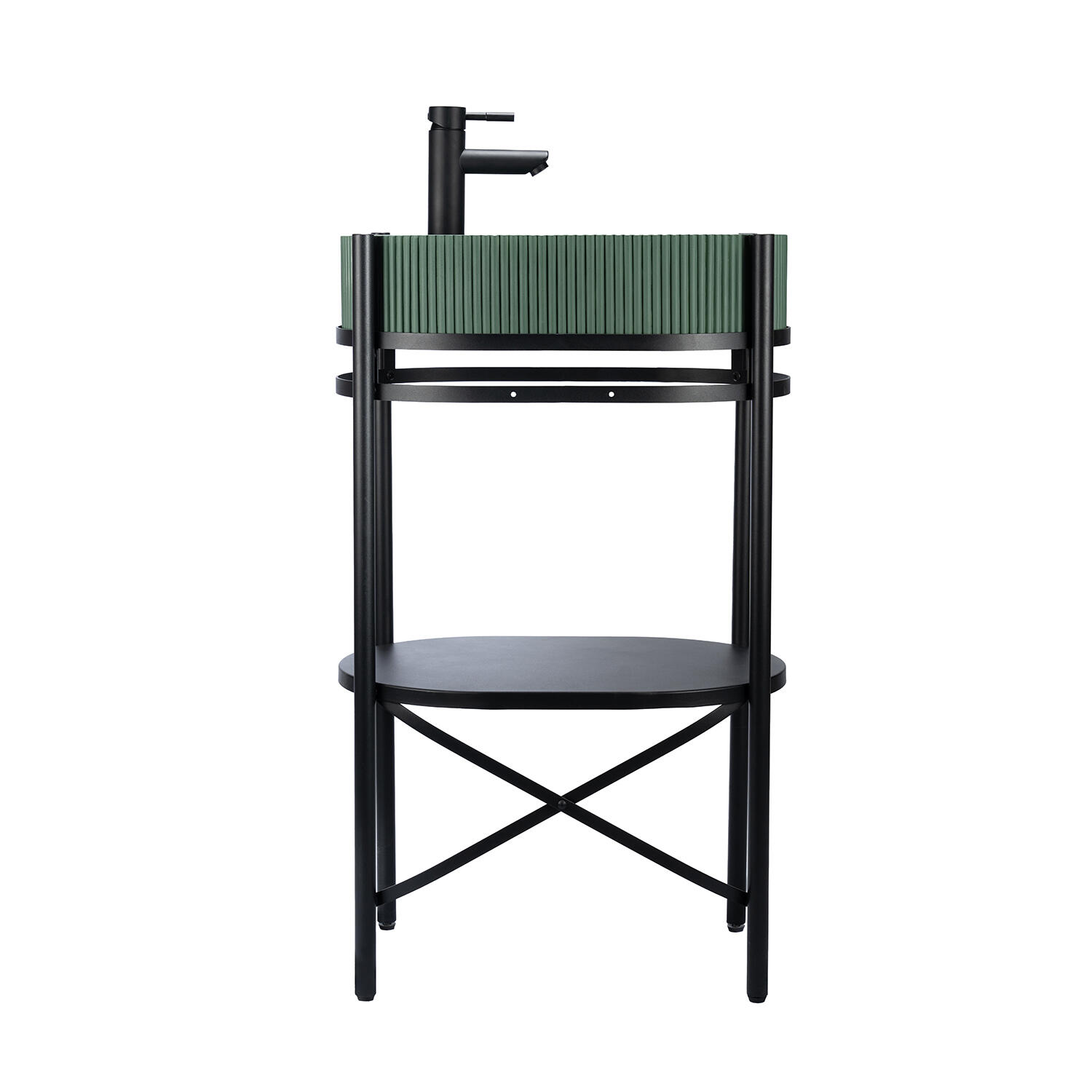 Mobile da bagno a terra sotto lavabo L 55 x H 89.5 x P 37.5 cm nero verniciato, HOMESIGHT ALBA - 8