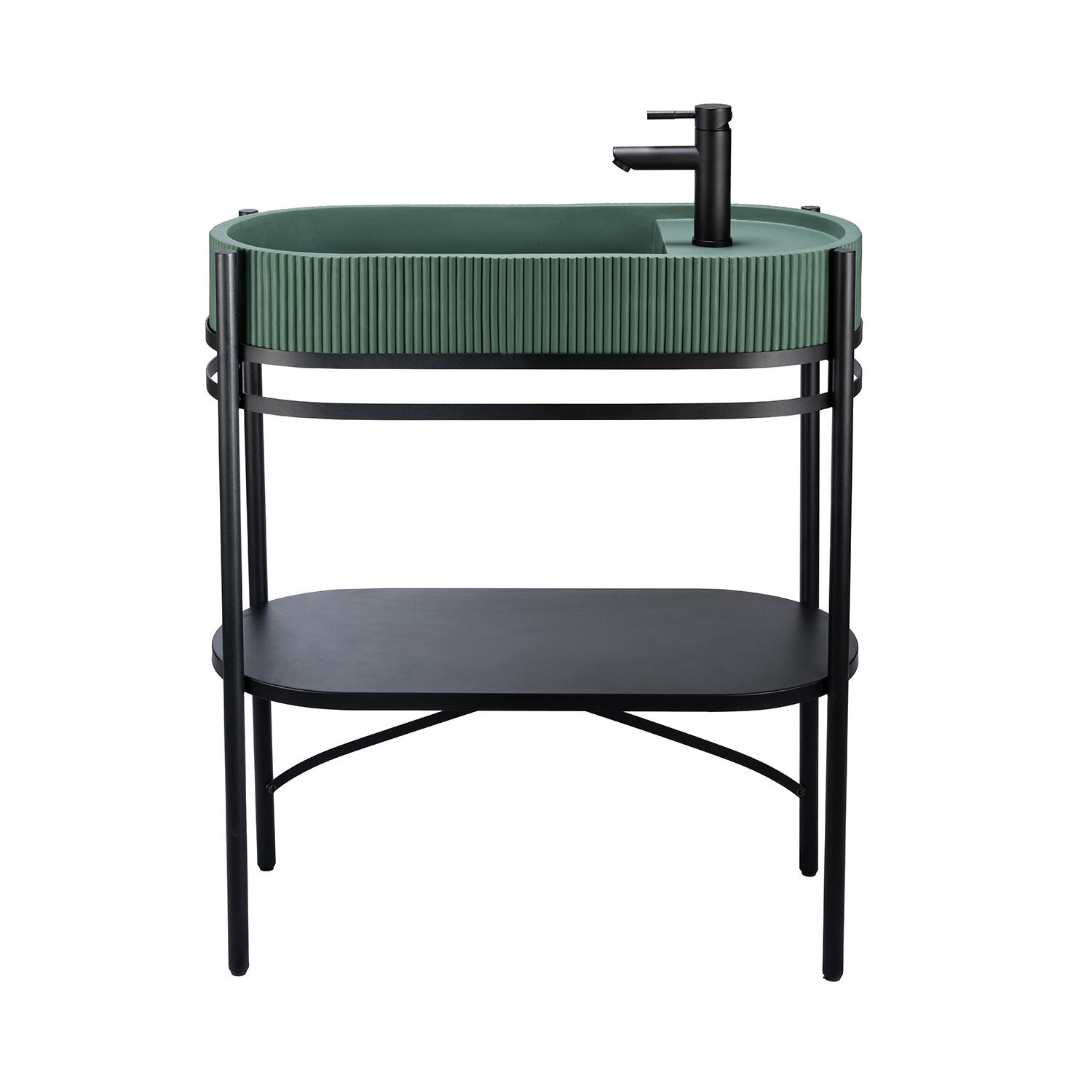 Mobile da bagno a terra sotto lavabo L 55 x H 89.5 x P 37.5 cm nero verniciato, HOMESIGHT ALBA - 6