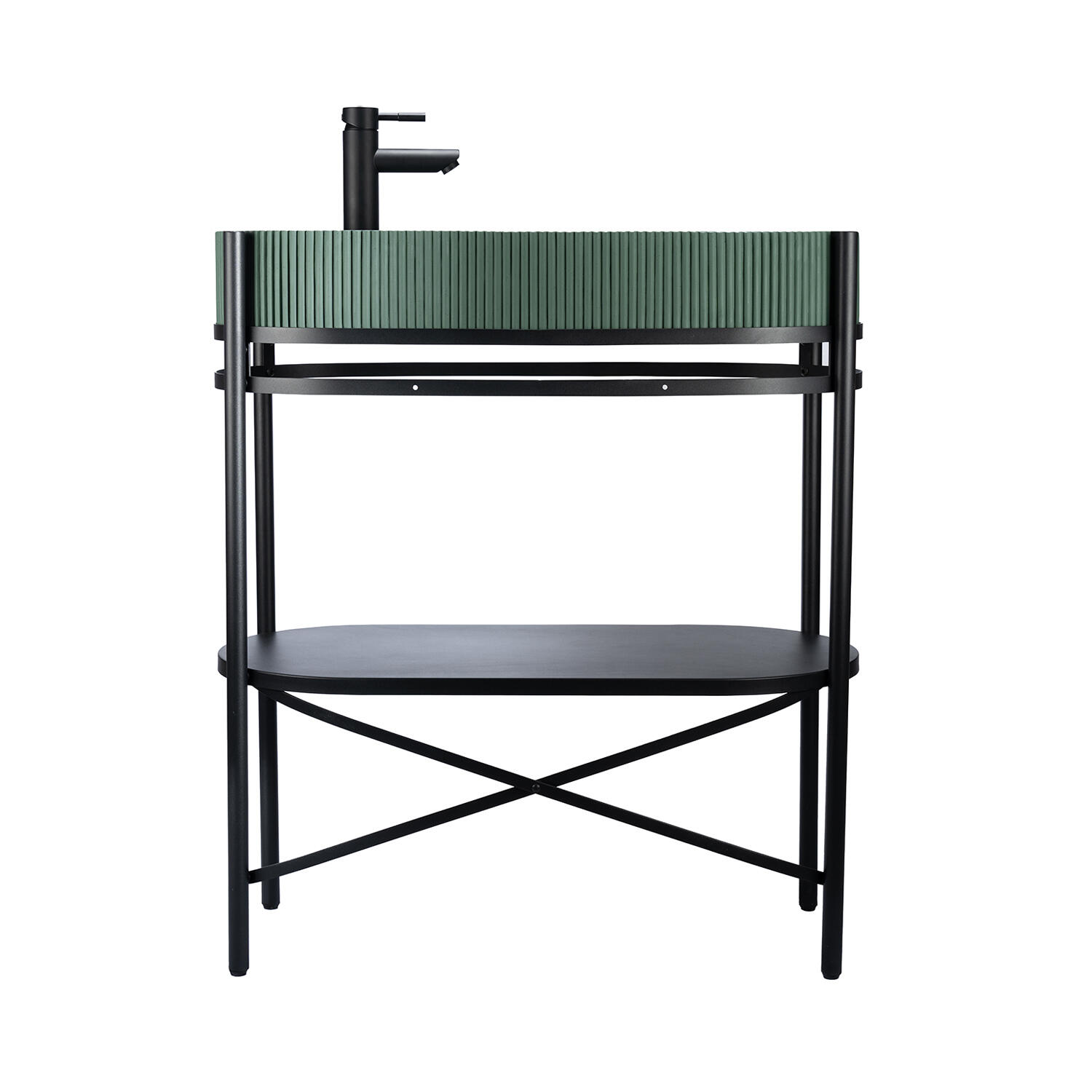 Mobile da bagno a terra sotto lavabo L 55 x H 89.5 x P 37.5 cm nero verniciato, HOMESIGHT ALBA - 5