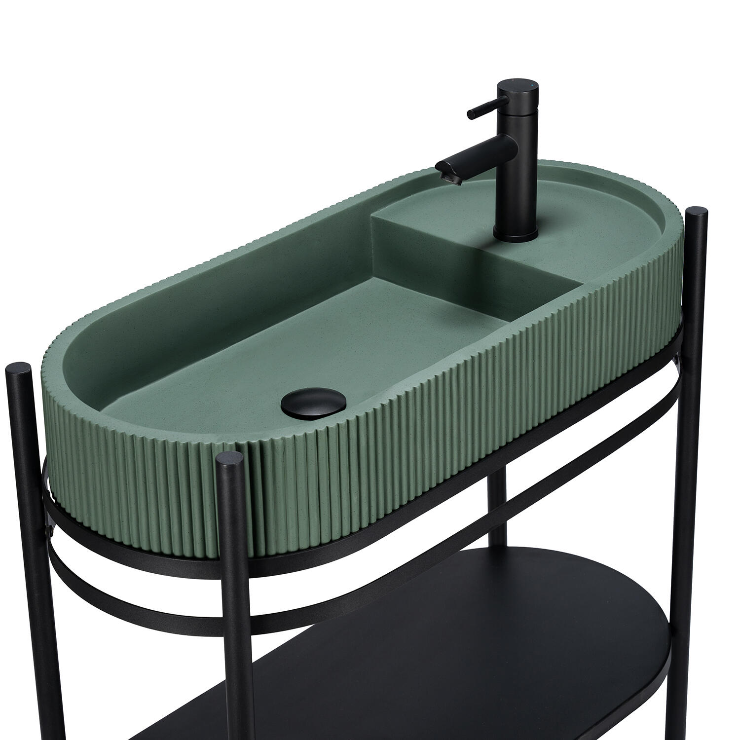 Mobile da bagno a terra sotto lavabo L 55 x H 89.5 x P 37.5 cm nero verniciato, HOMESIGHT ALBA - 9