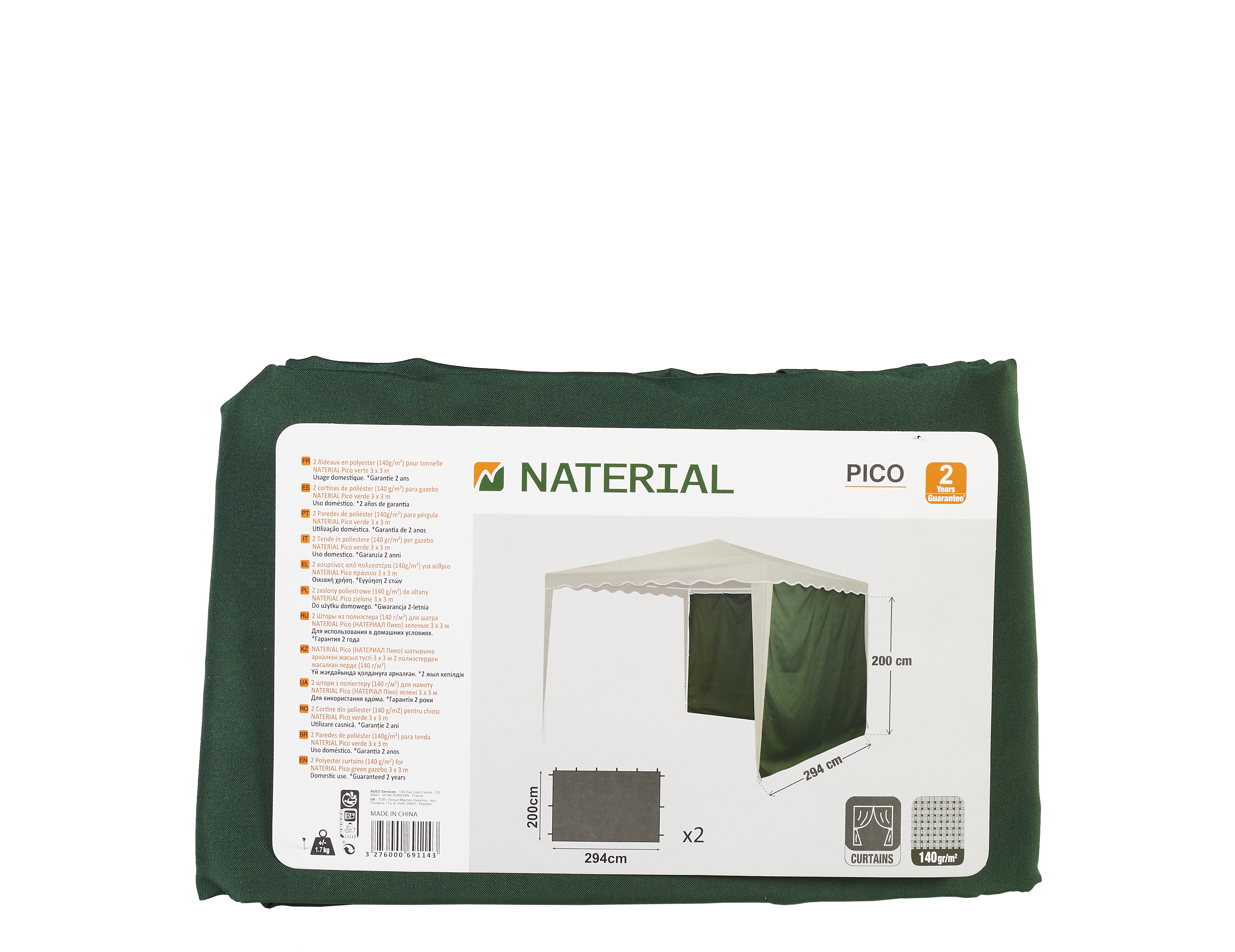 Zasłony do pawilonu ogrodowego Pico 200x300 cm 2szt. zielone Naterial - 3