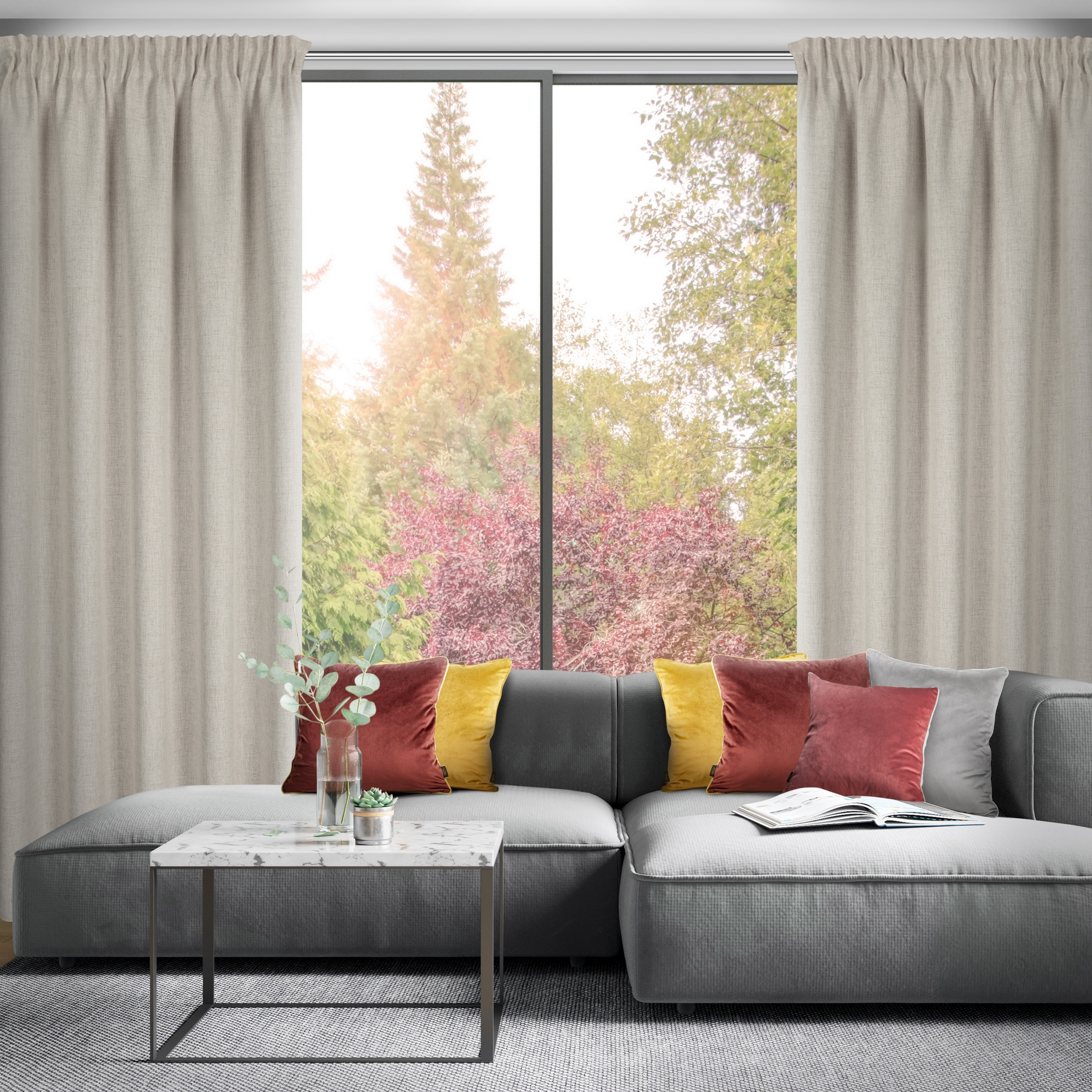 Zasłona Jula beżowa 140 x 270 cm na taśmie - 2