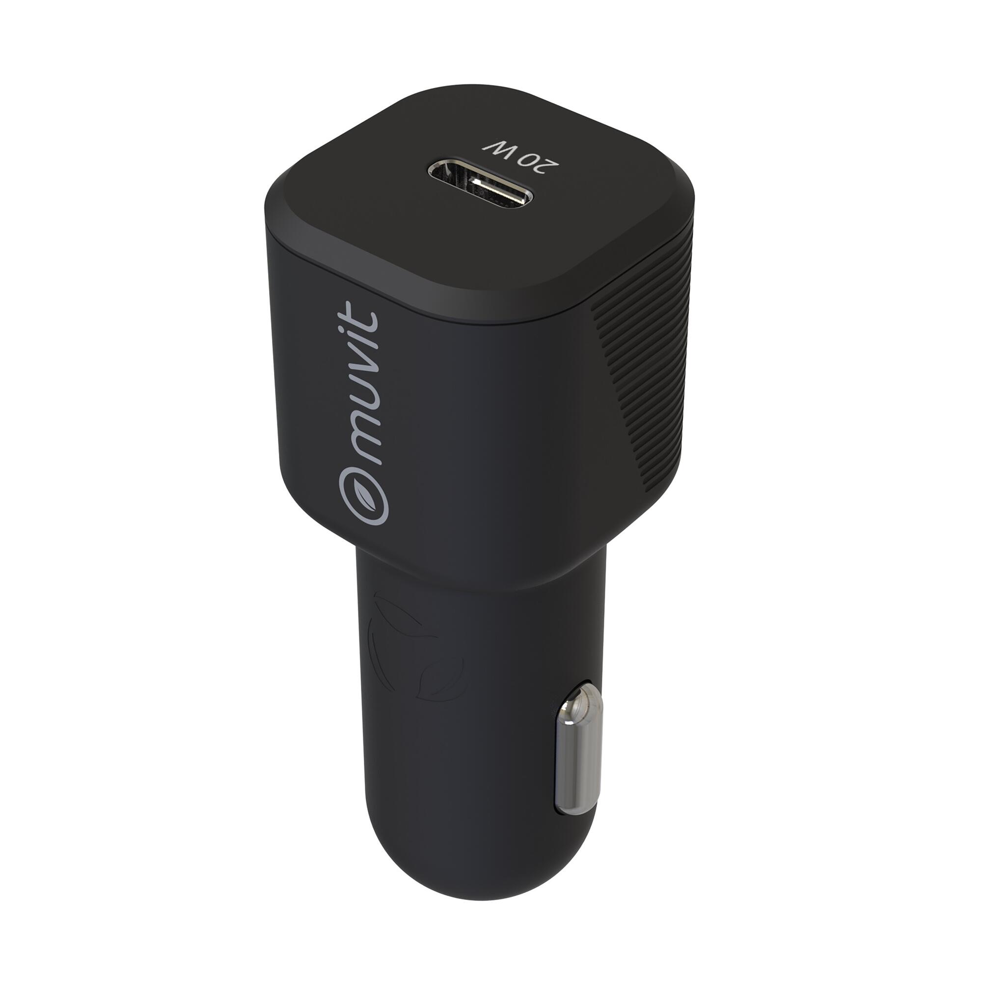 Cargador de coche muvit for change tipo c pd 20w negro