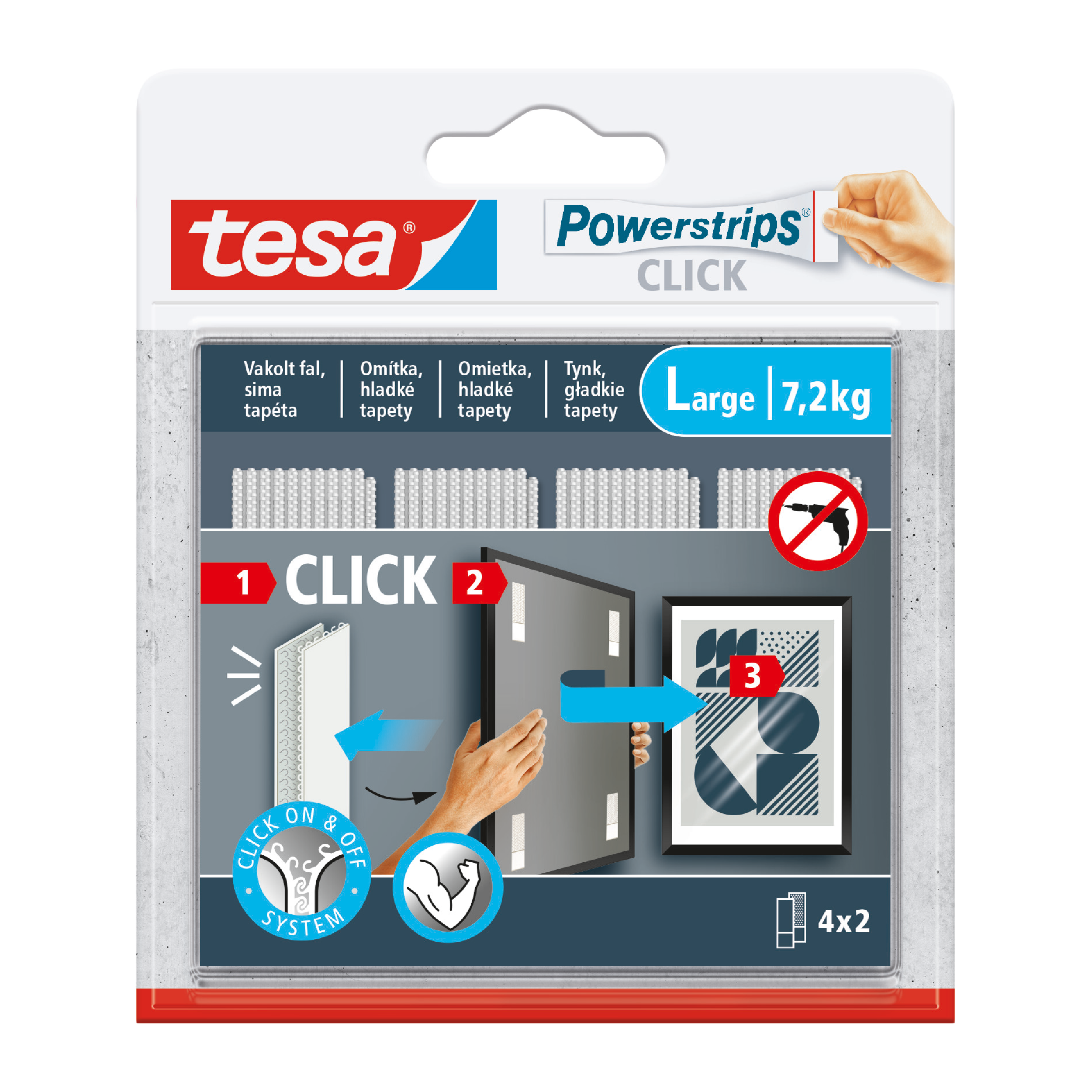 Rzepy powerclick large 7.2 kg 4 sztuki Tesa