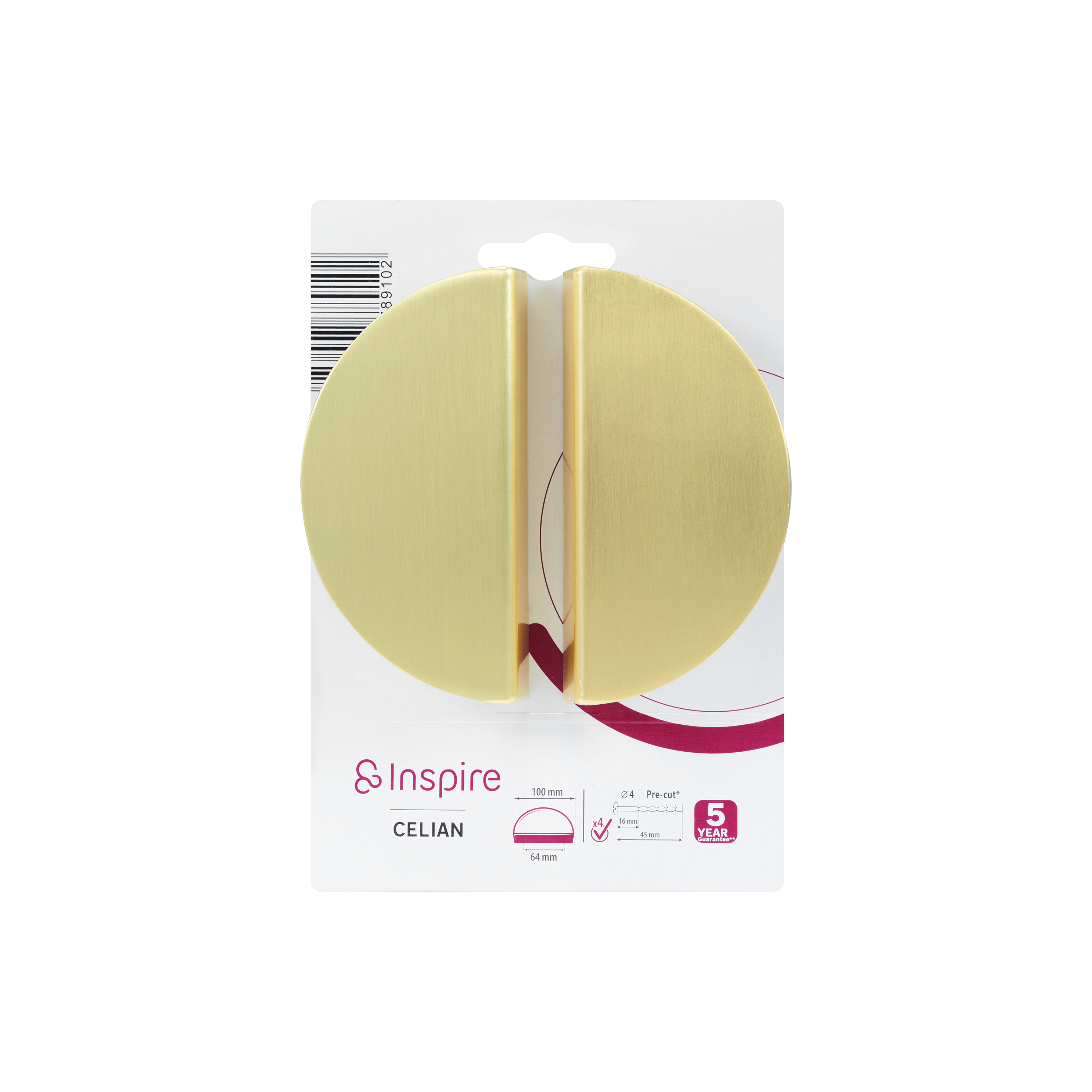 2 Puxadores para móvel alumínio escovado latão 100 mm Inspire Celian - 7