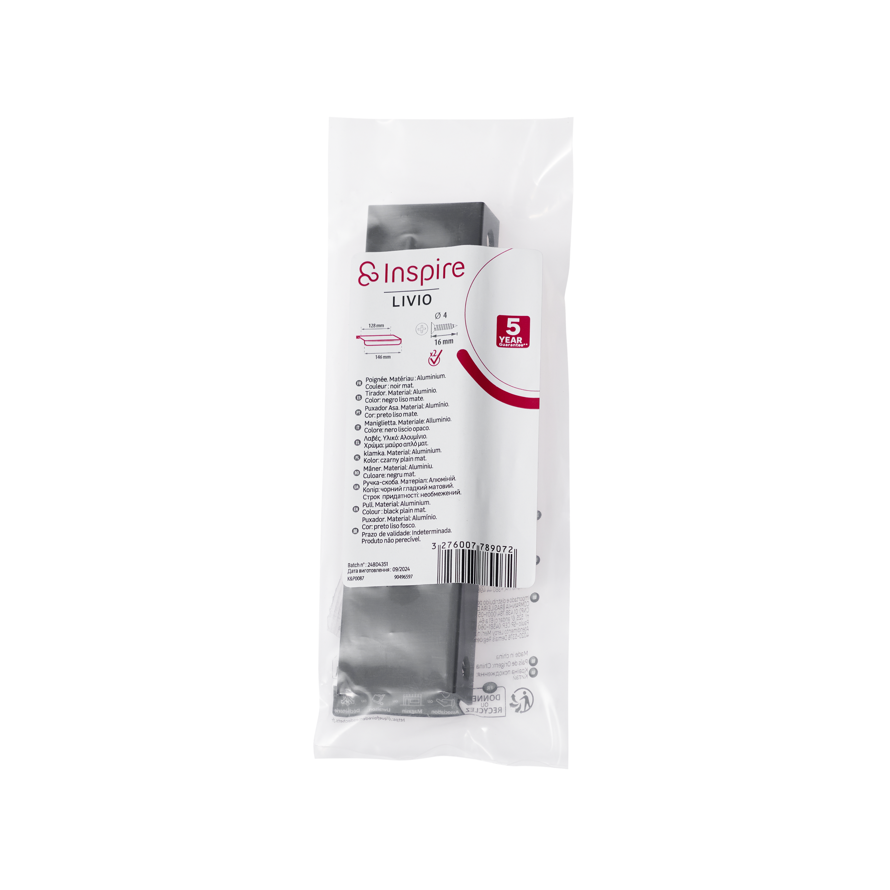 Uchwyt meblowy Livio 128 mm czarny mat Inspire - 8