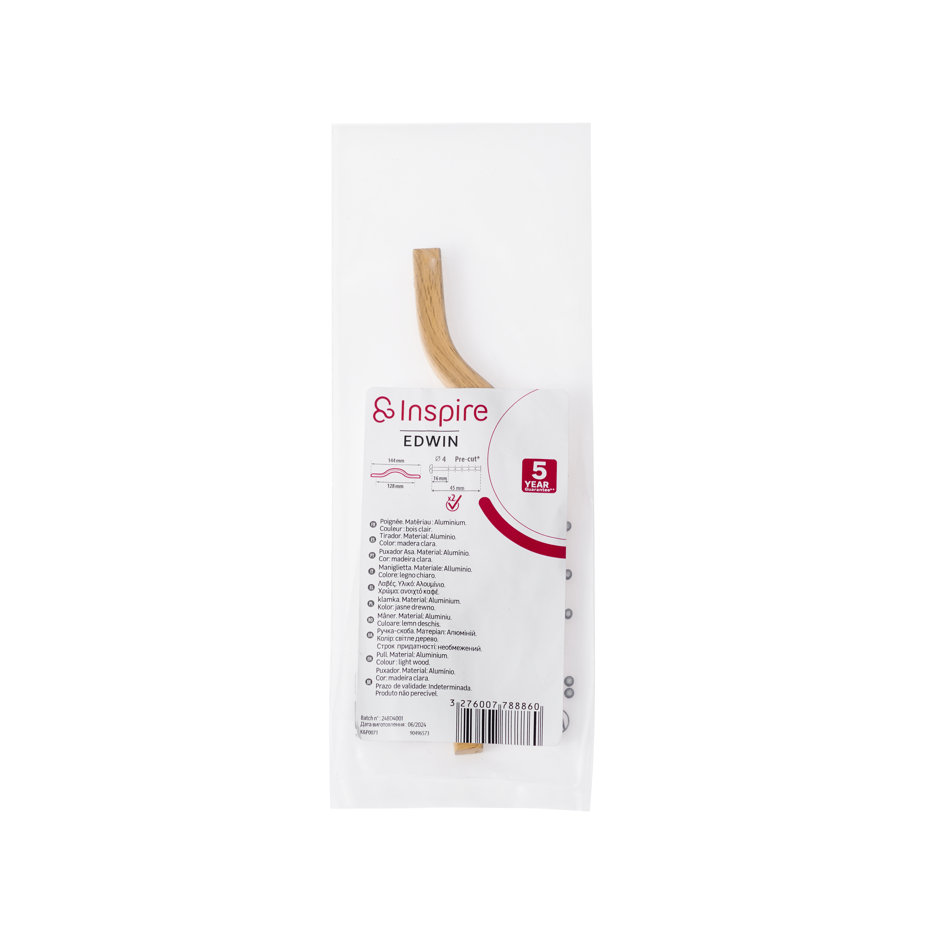 Uchwyt meblowy Edwin M 128 mm jasne drewno INSPIRE - 9