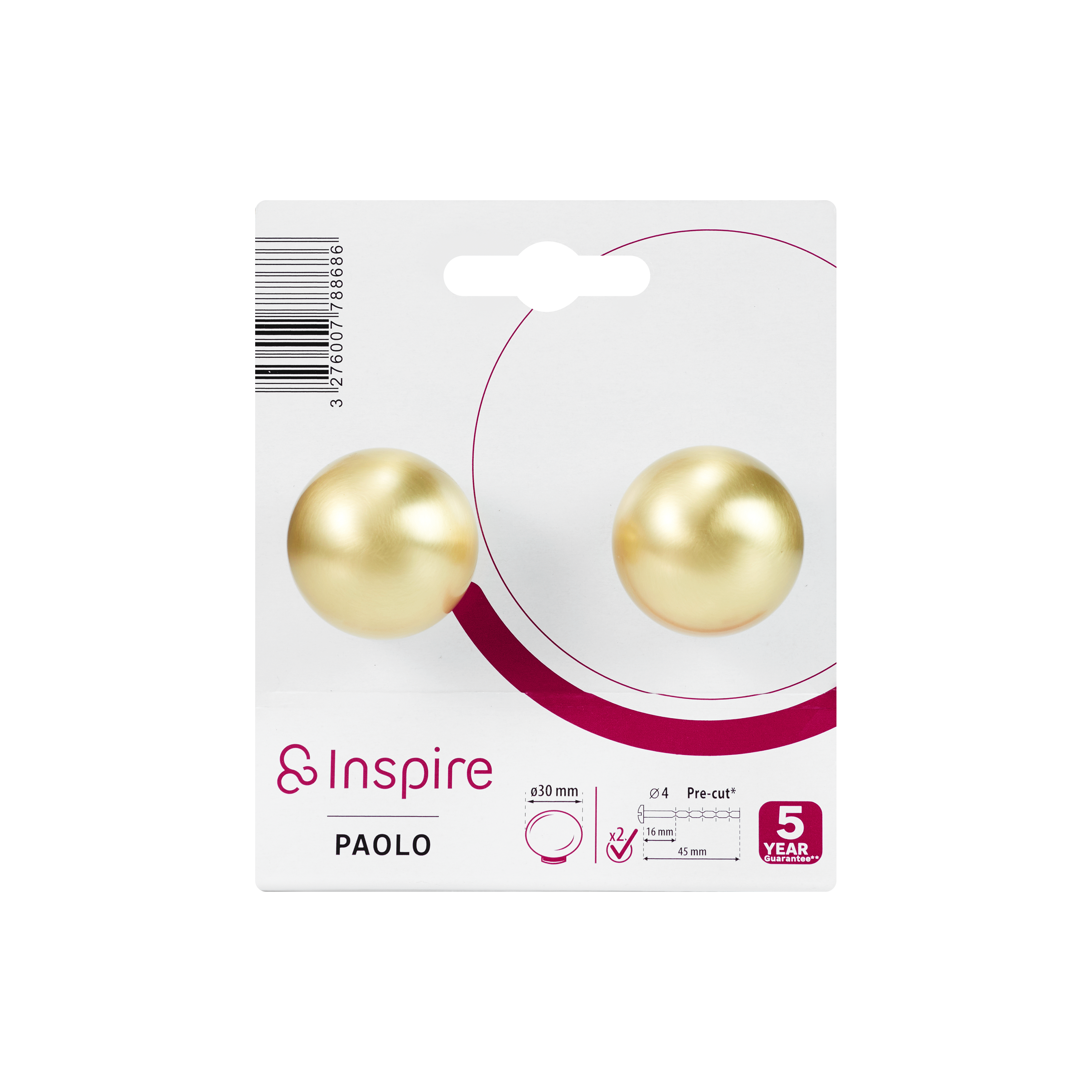 2 Puxadores para móvel redondos zamak escovado latão 30 mm Inspire Paolo - 7