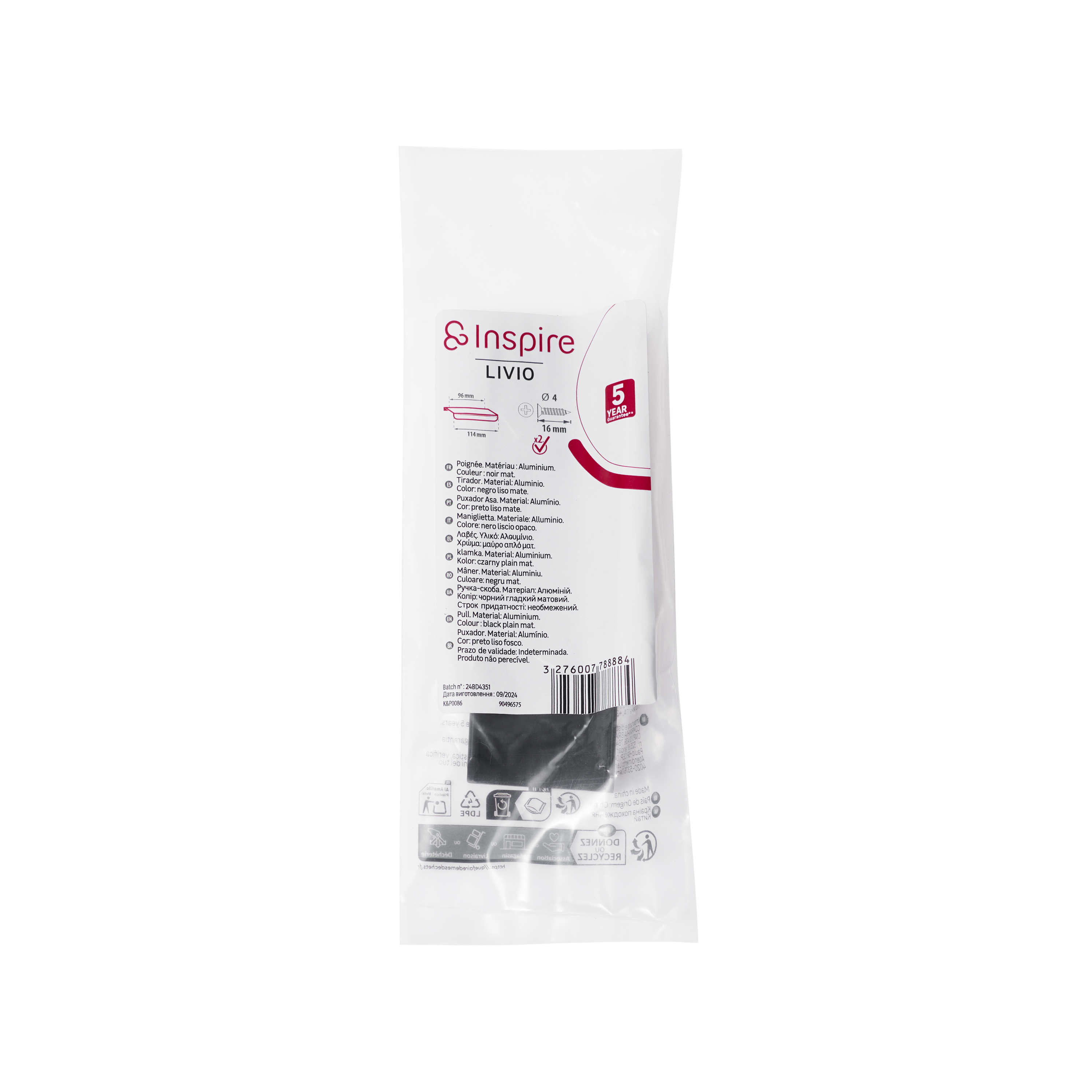 Puxador para móvel alumínio preto mate 96 mm Inspire Livio - 6