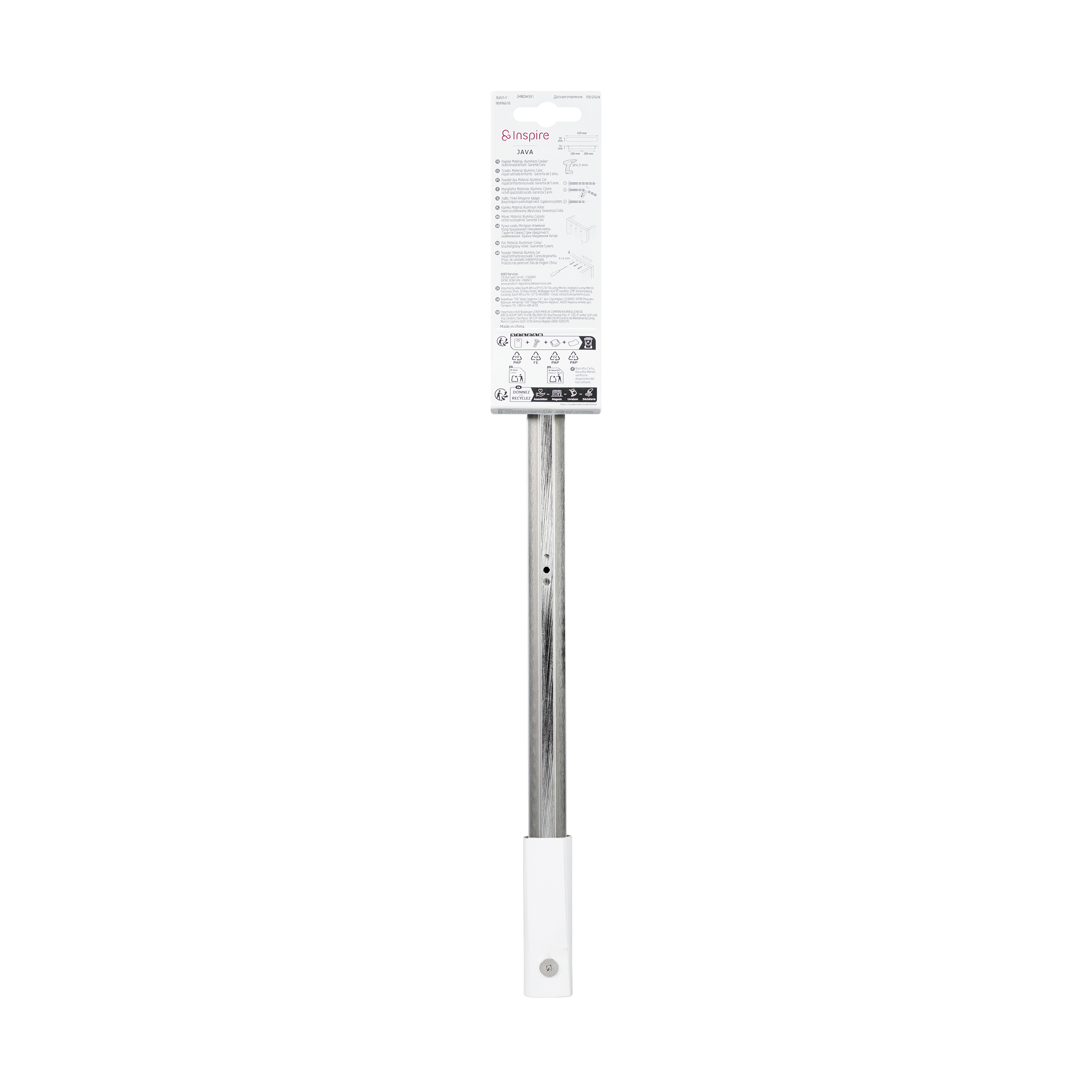 Uchwyt meblowy Java 400 mm nikiel szczotkowany błyszczący Inspire - 18