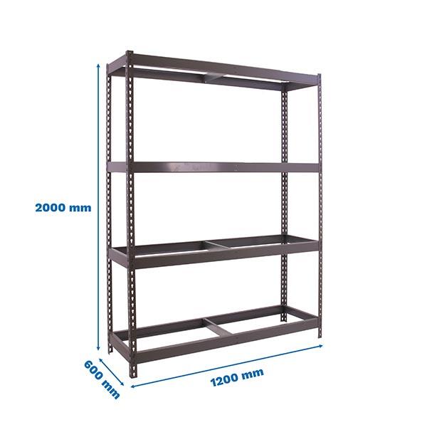 Estante metálica com 4 prateleiras 60x120 cm 400 kg por prateleira - 3