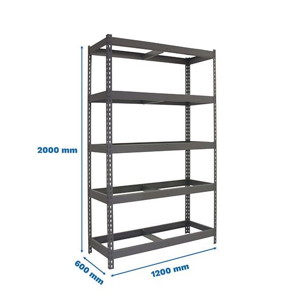 Estante metálica cinzento com 5 prateleiras 200x120x60 cm 400 kg Ecoforte Simonrack - 4