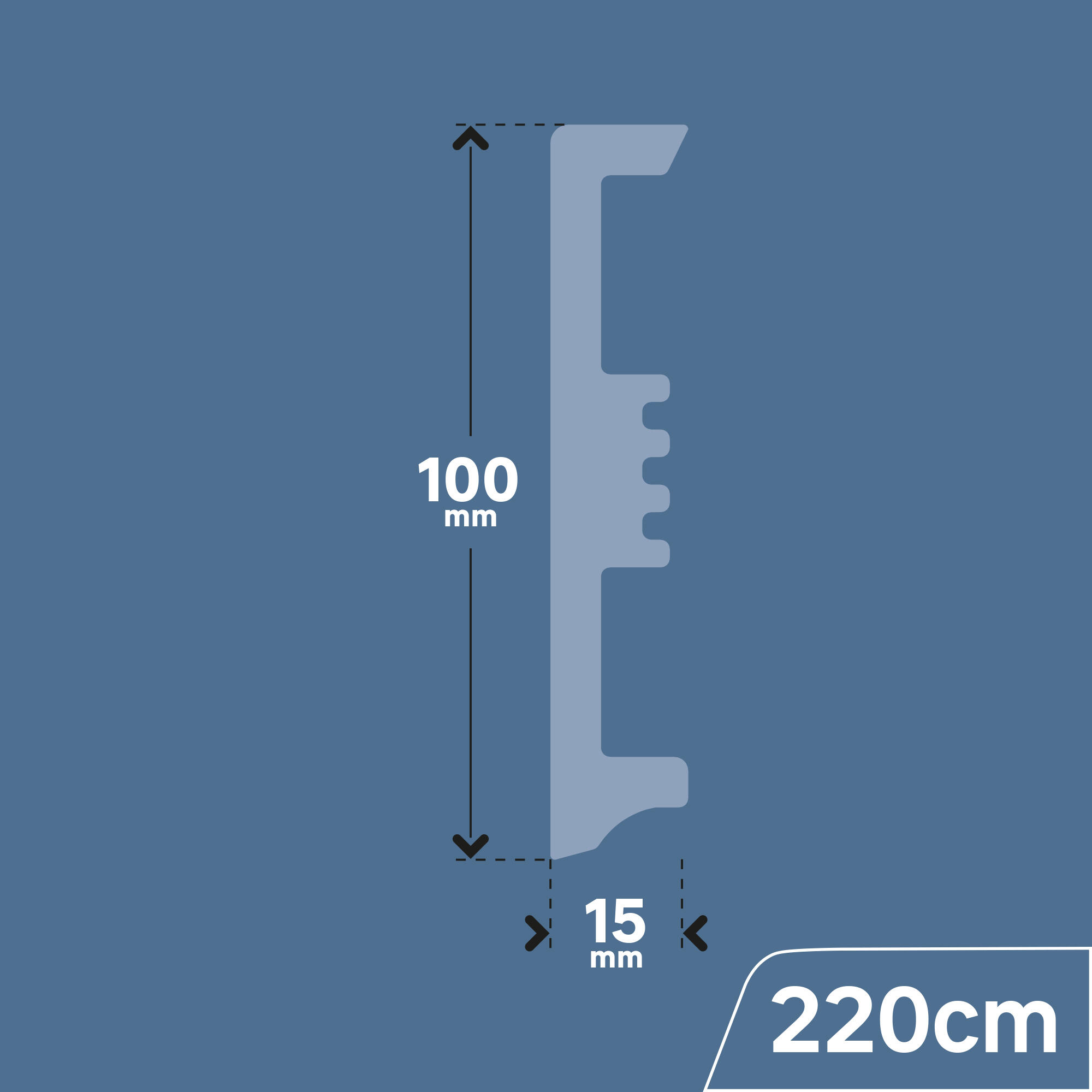 Rodapié  de poliestireno de 220x10cm blanco STIQ XL 110 WHITE ARTENS - 5