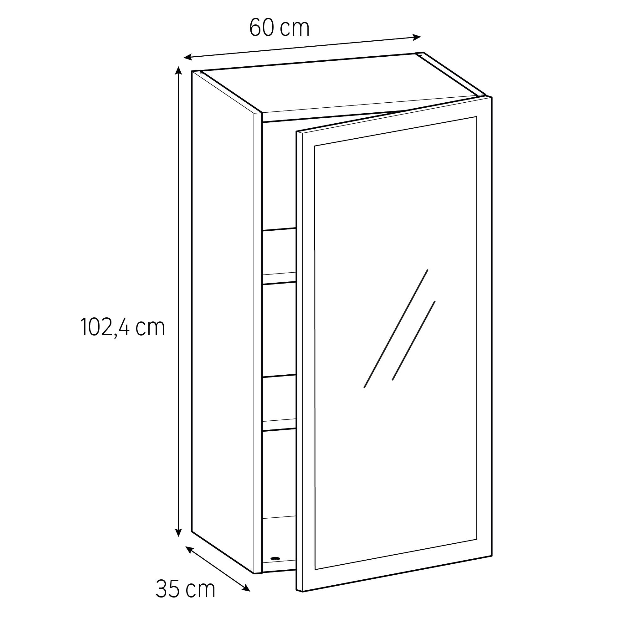 Móvel superior de cozinha com 1 porta Delinia Samara 60x35x103 preto com vidro escuro - 2