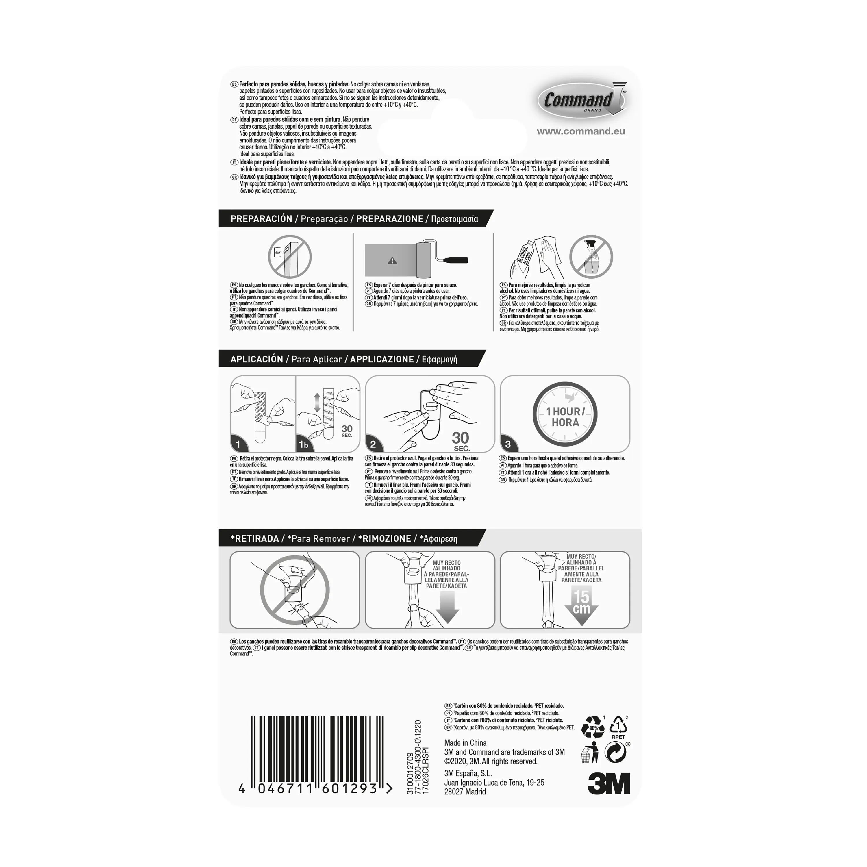 Gancio adesivo COMMAND 17006 CLR in polipropilene  trasparente H12 X L18 mm , 6 pezzi - 12