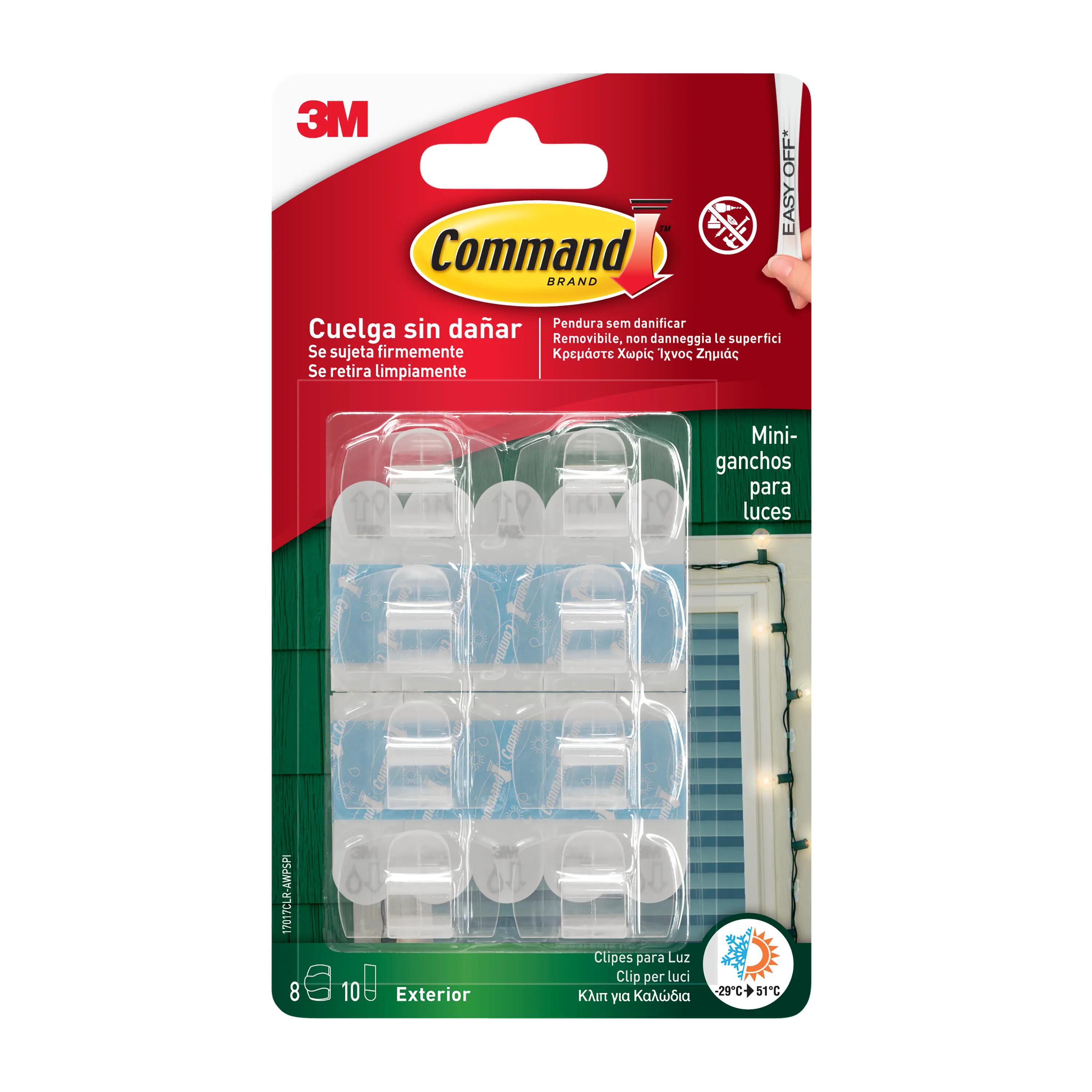 Gancio adesivo COMMAND 17017CLRAW Outdoor in polipropilene  trasparente H20 X L30 mm , 8 pezzi - 10