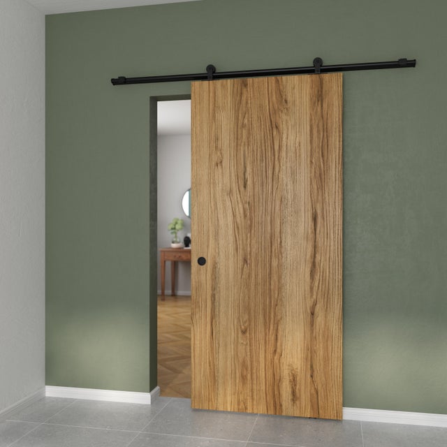 Rail coulissant Loft noir, et porte Lia indus largeur 93 cm, ARTENS