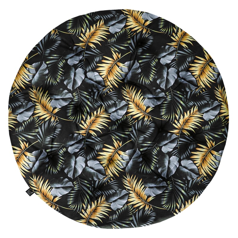 Poduszka na fotel ogrodowy Galia Brasil XXL 130 cm czarna w liście Domarex