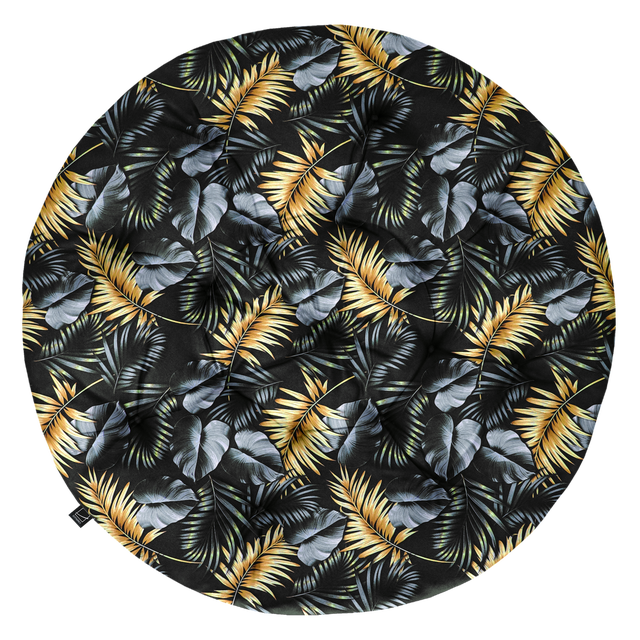 Poduszka na fotel ogrodowy Galia Brasil XXL 130 cm czarna w liście Domarex