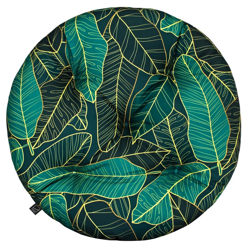 Poduszka na fotel ogrodowy, podłogę Lana Brasil 60 cm zielona w liście Domarex