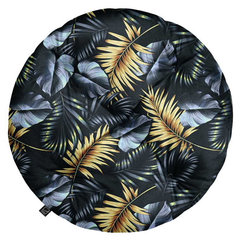 Poduszka na fotel ogrodowy, podłogę Galia Brasil 60 cm czarna w liście Domarex