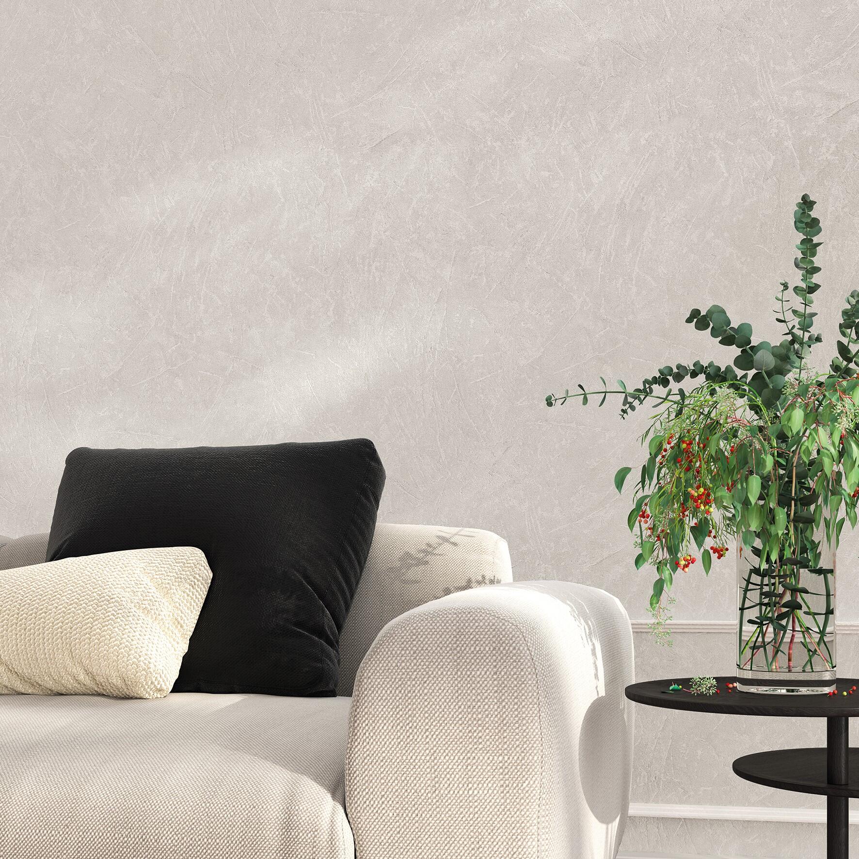 Papel pintado vinilo aplicación cola en pared Liso beige MARBURG ...