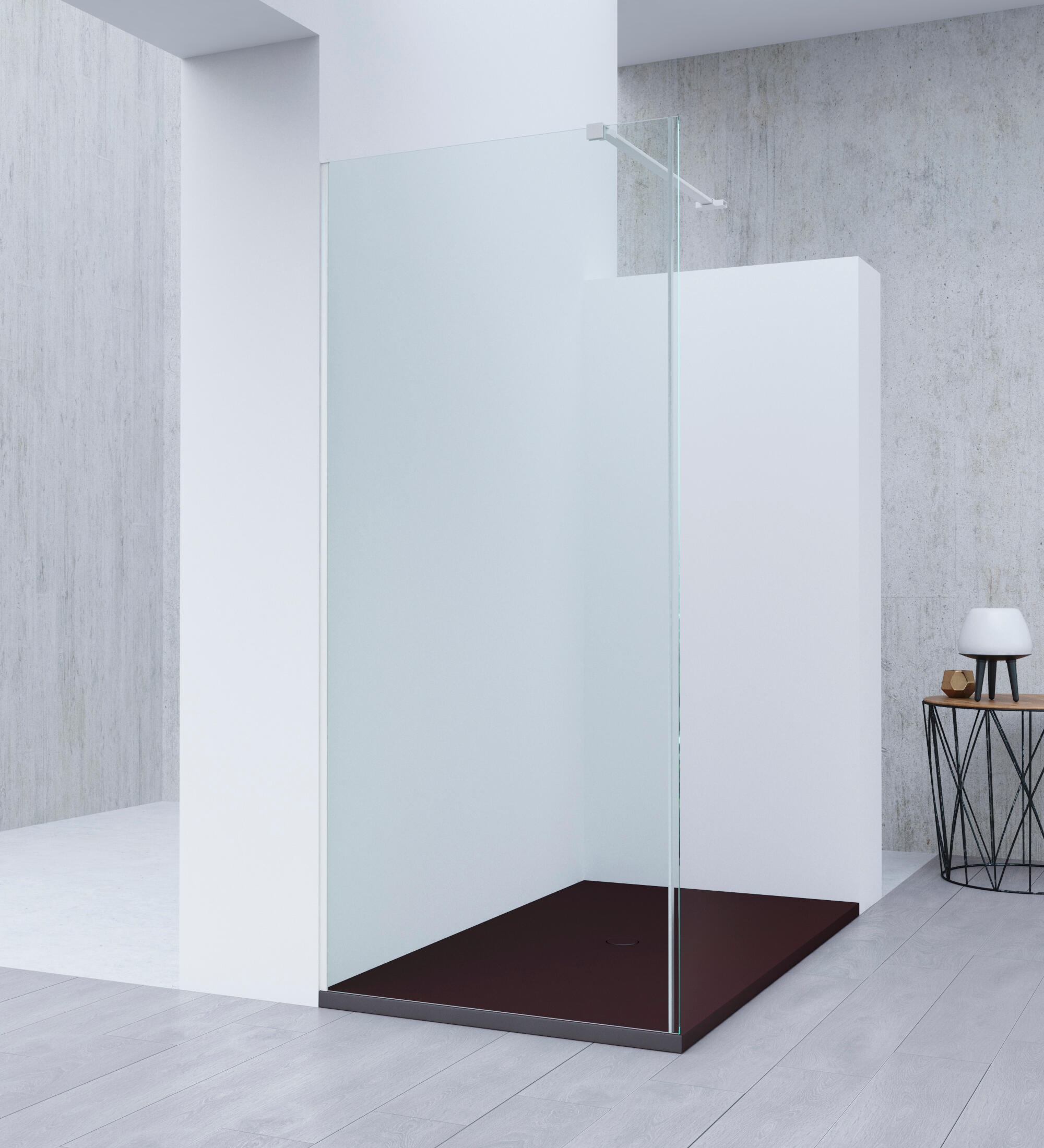 Mampara lateral fijo transparente amea perfil blanco 90x200 cm 8mm